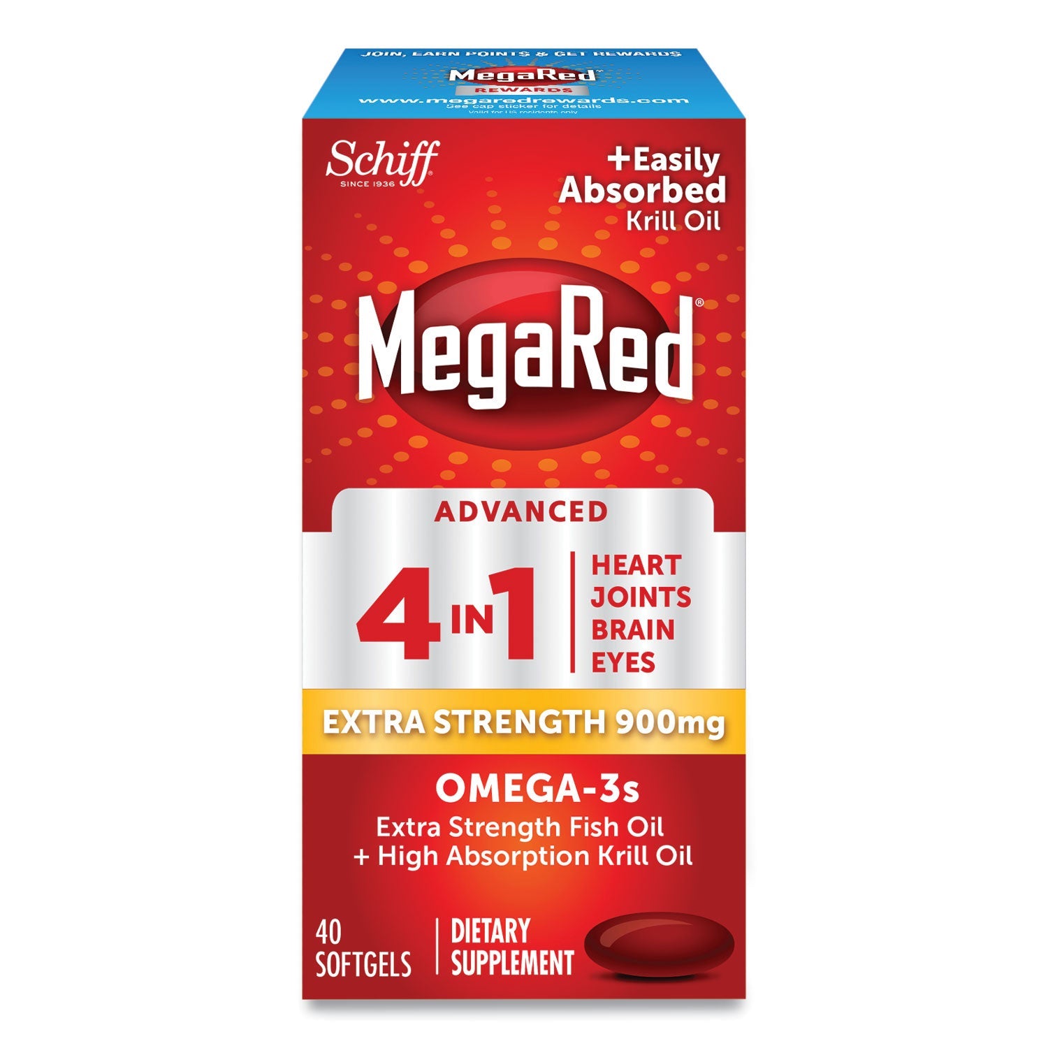 MegaRed Advanced 4-in-1 Omega-3 Softgel, 900 mg, 40 Count
