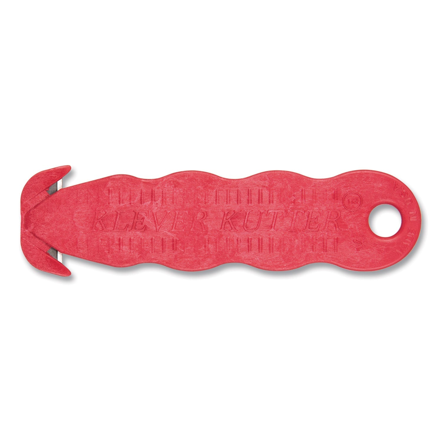 San Jamar Klever Kutter Safety Cutter, 3 Razor Blades, 1" Blade, 4" Plastic Handle, Red