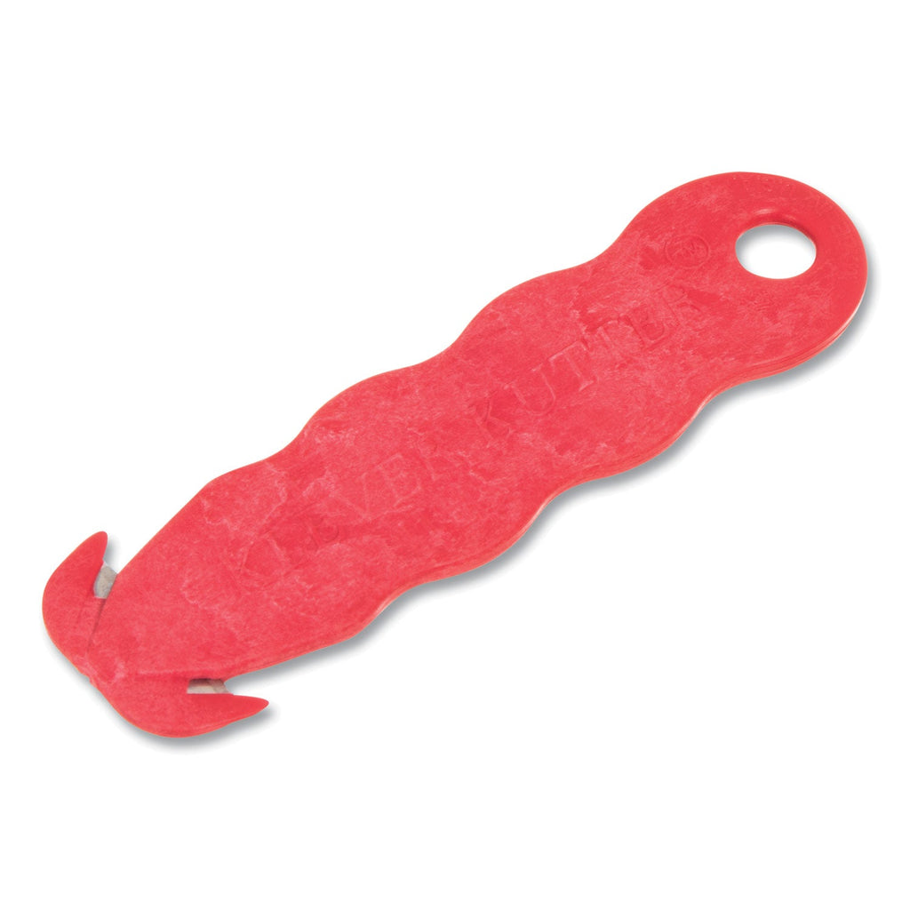 San Jamar Klever Kutter Safety Cutter, 3 Razor Blades, 1" Blade, 4" Plastic Handle, Red