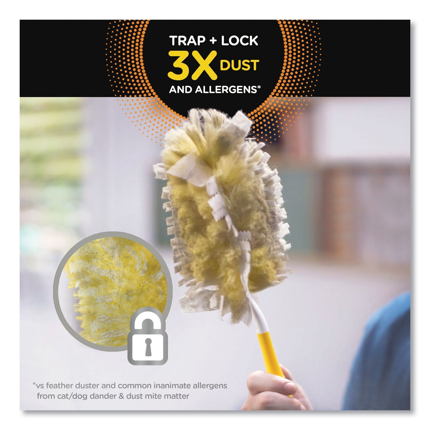 Swiffer Heavy Duty Dusters Refill, Dust Lock Fiber, Yellow, 6/Box