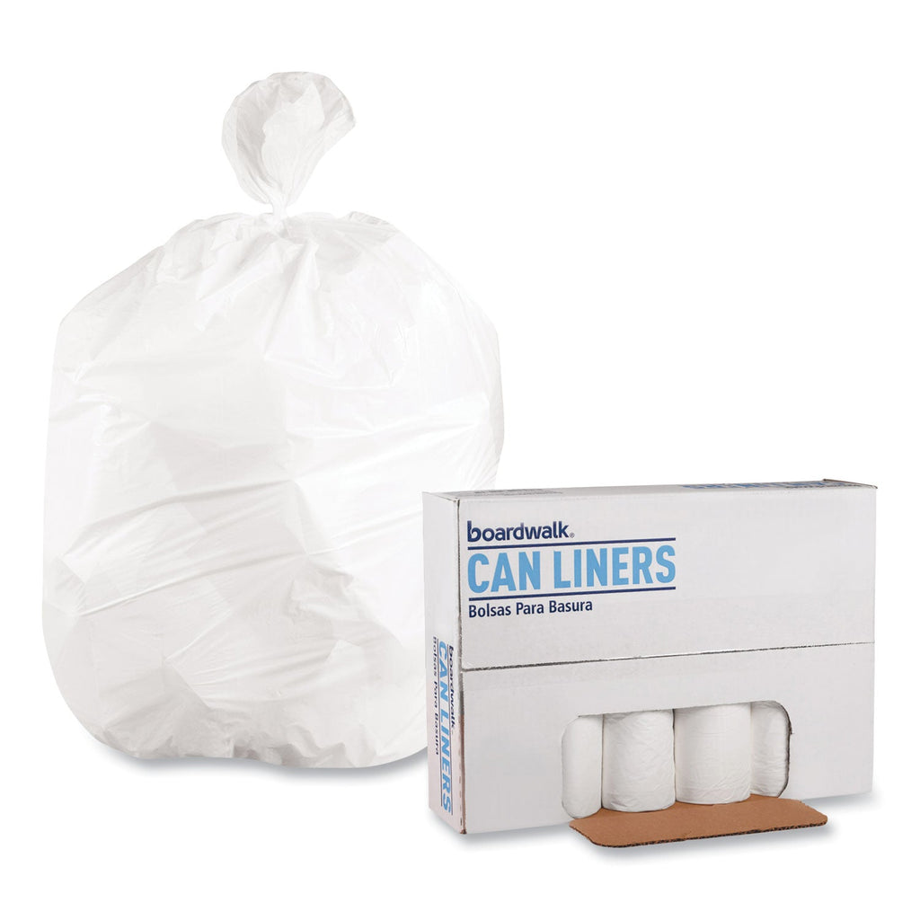 Boardwalk Low-Density Waste Can Liners, 10 gal, 0.4 mil, 24" x 23", White, 500/Carton