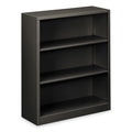 HON Metal Bookcase, Three-Shelf, 34.5w x 12.63d x 41h, Charcoal