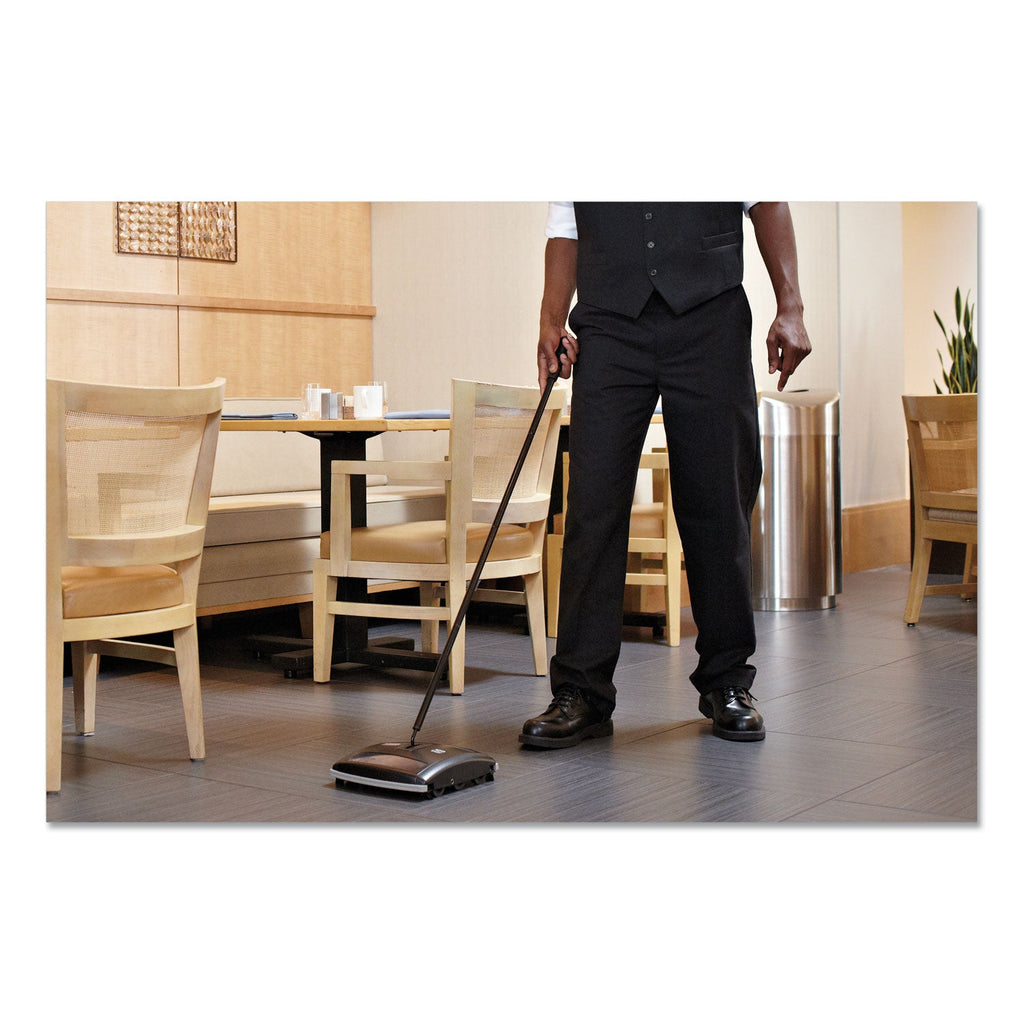 Rubbermaid Dual Action Sweeper, 44" Steel/Plastic Handle, Black/Yellow