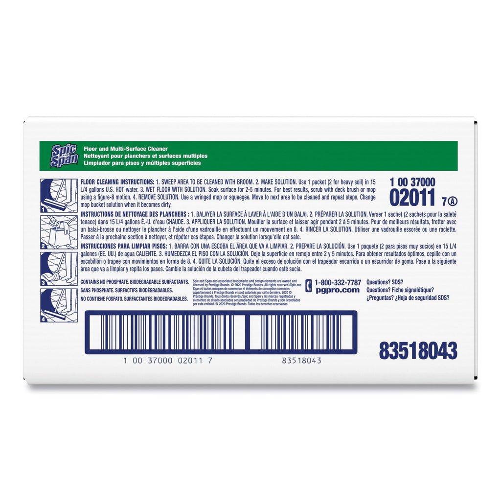 Spic and Span Liquid Floor Cleaner, 3 oz Packet, 45/Carton