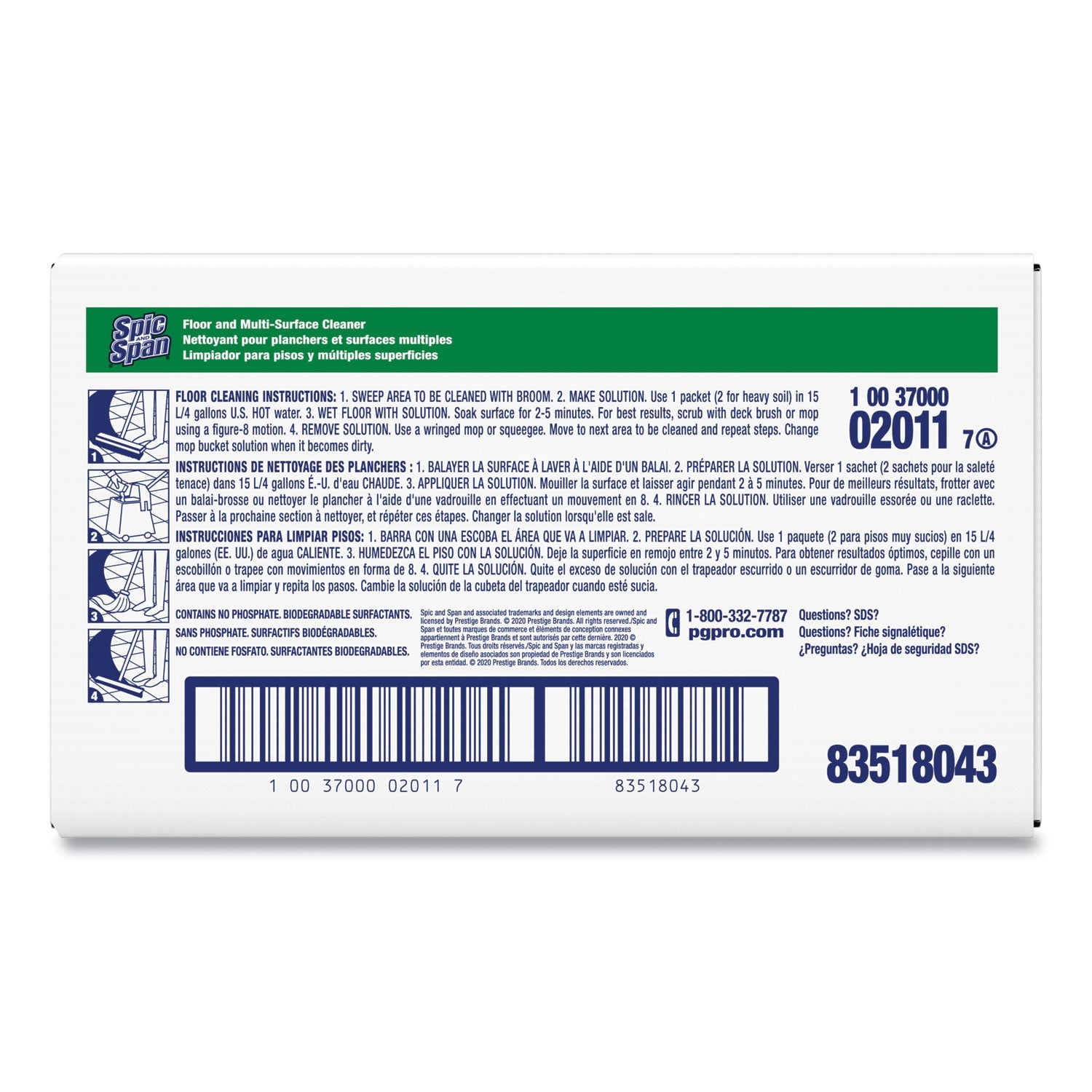 Spic and Span Liquid Floor Cleaner, 3 oz Packet, 45/Carton