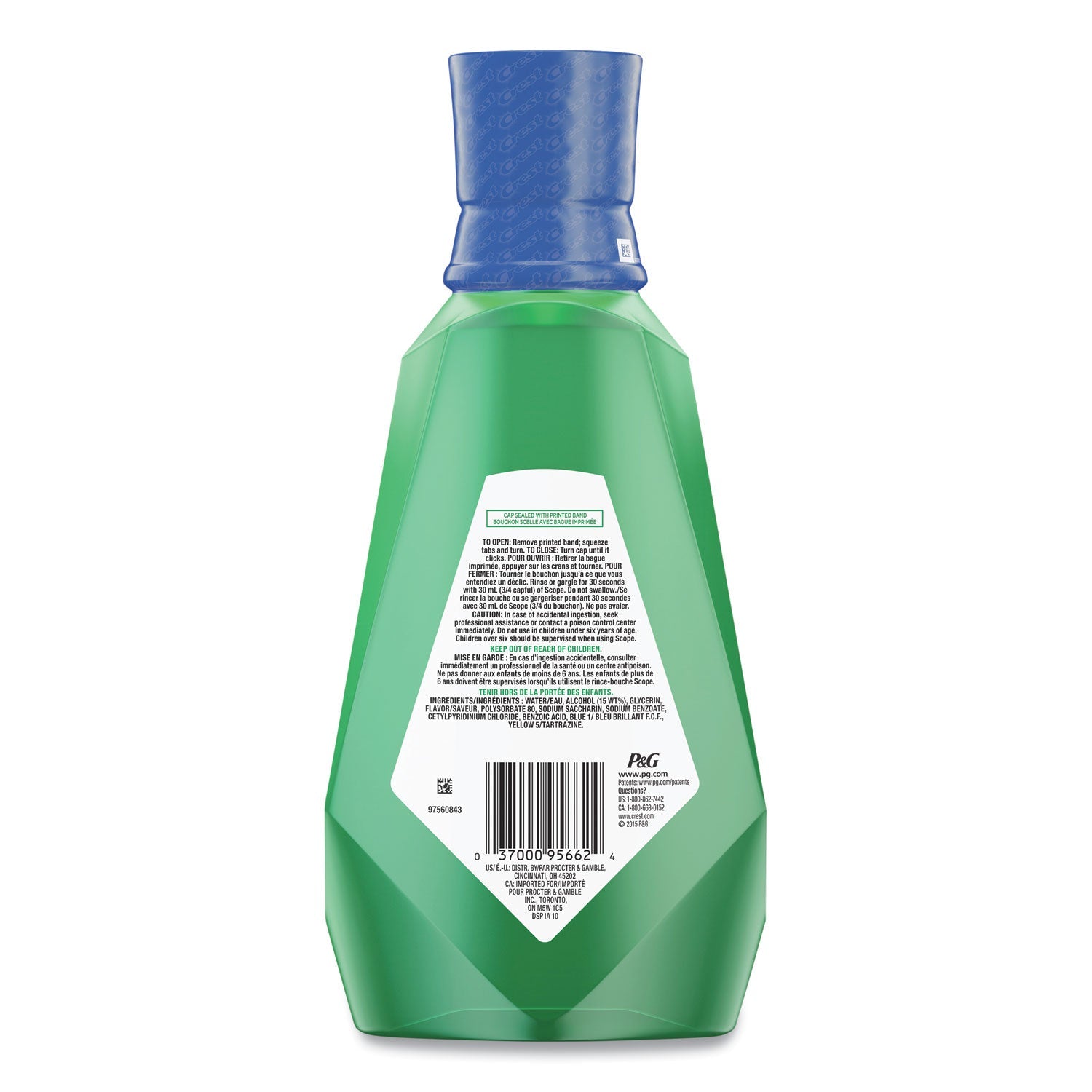Crest + Scope Mouth Rinse, Classic Mint, 1 L Bottle