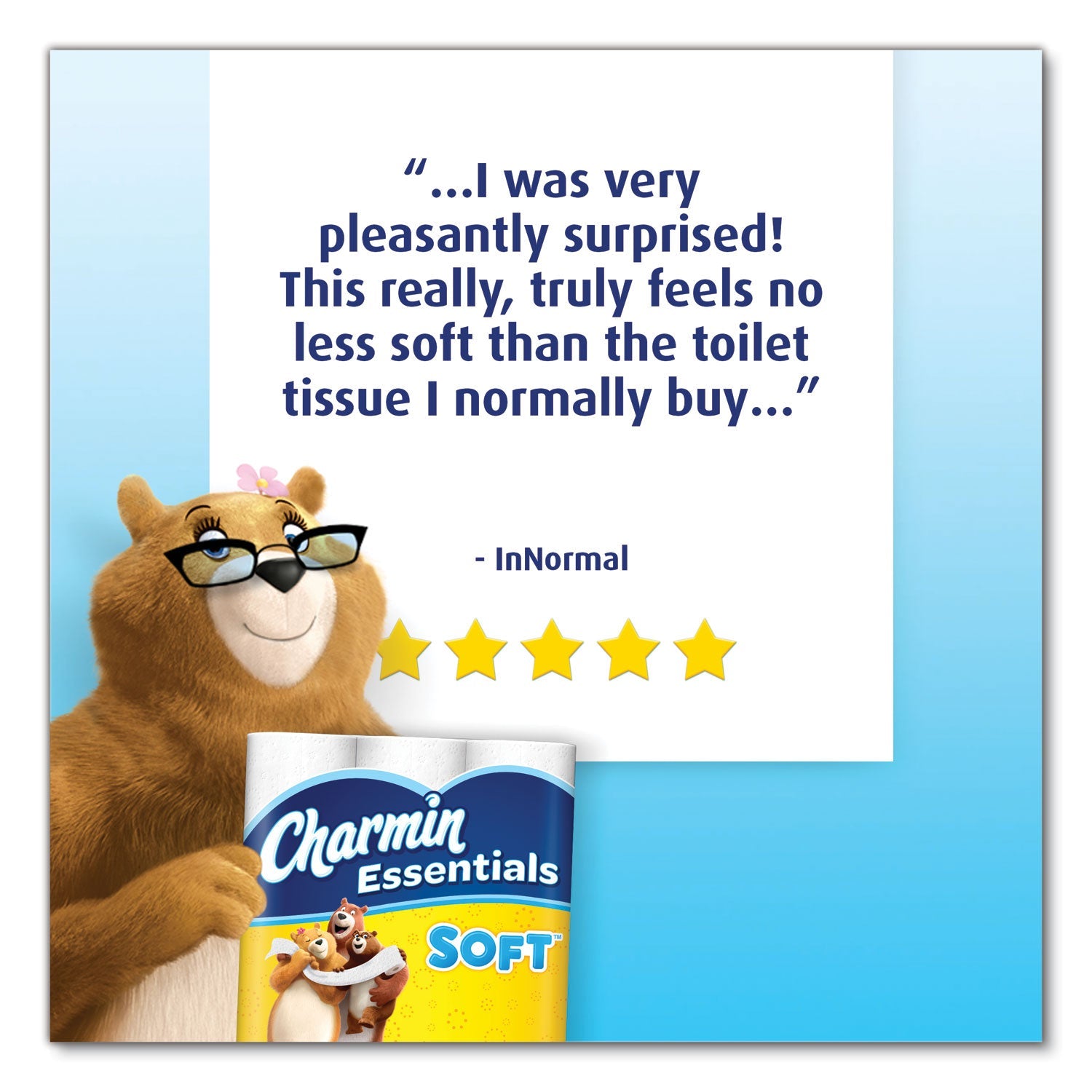 Charmin Essentials Soft Bathroom Tissue, Septic Safe, 2-Ply, White, 352 Sheets/Roll, 12/Pack