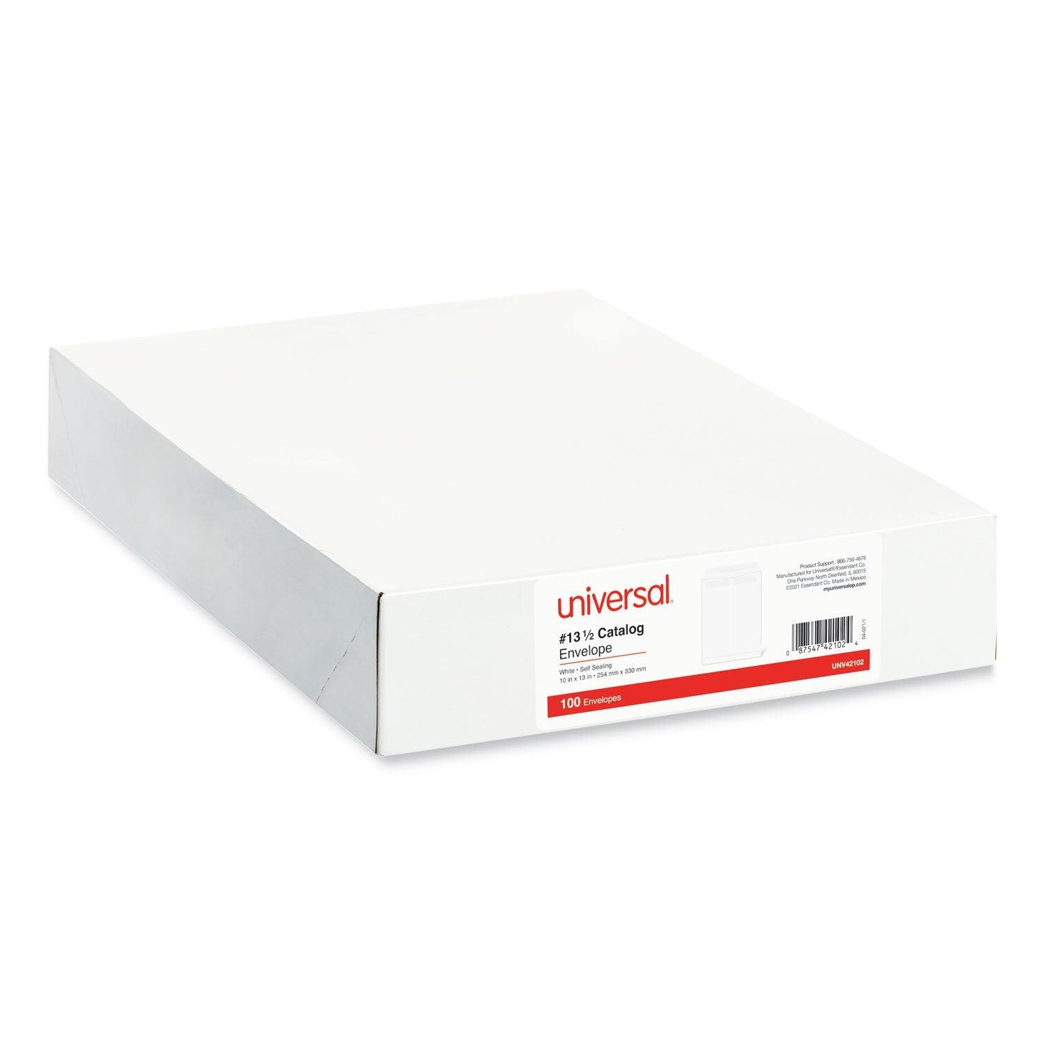 Universal Self-Stick Open End Catalog Envelope, #13 1/2, Square Flap, Self-Adhesive Closure, 10 x 13, White, 100/Box