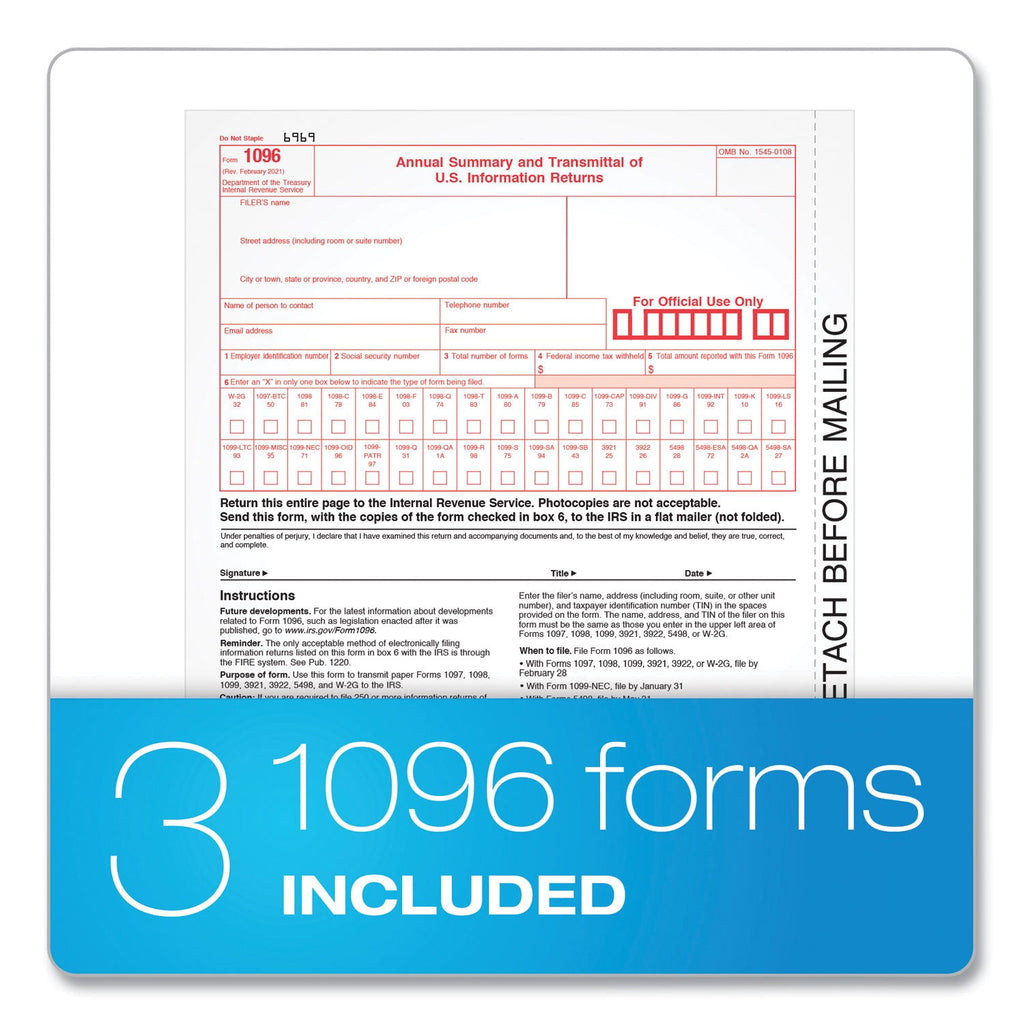 TOPS Five-Part 1099-NEC Tax Forms, 8.5 x 11, 3/Page, 50/Pack