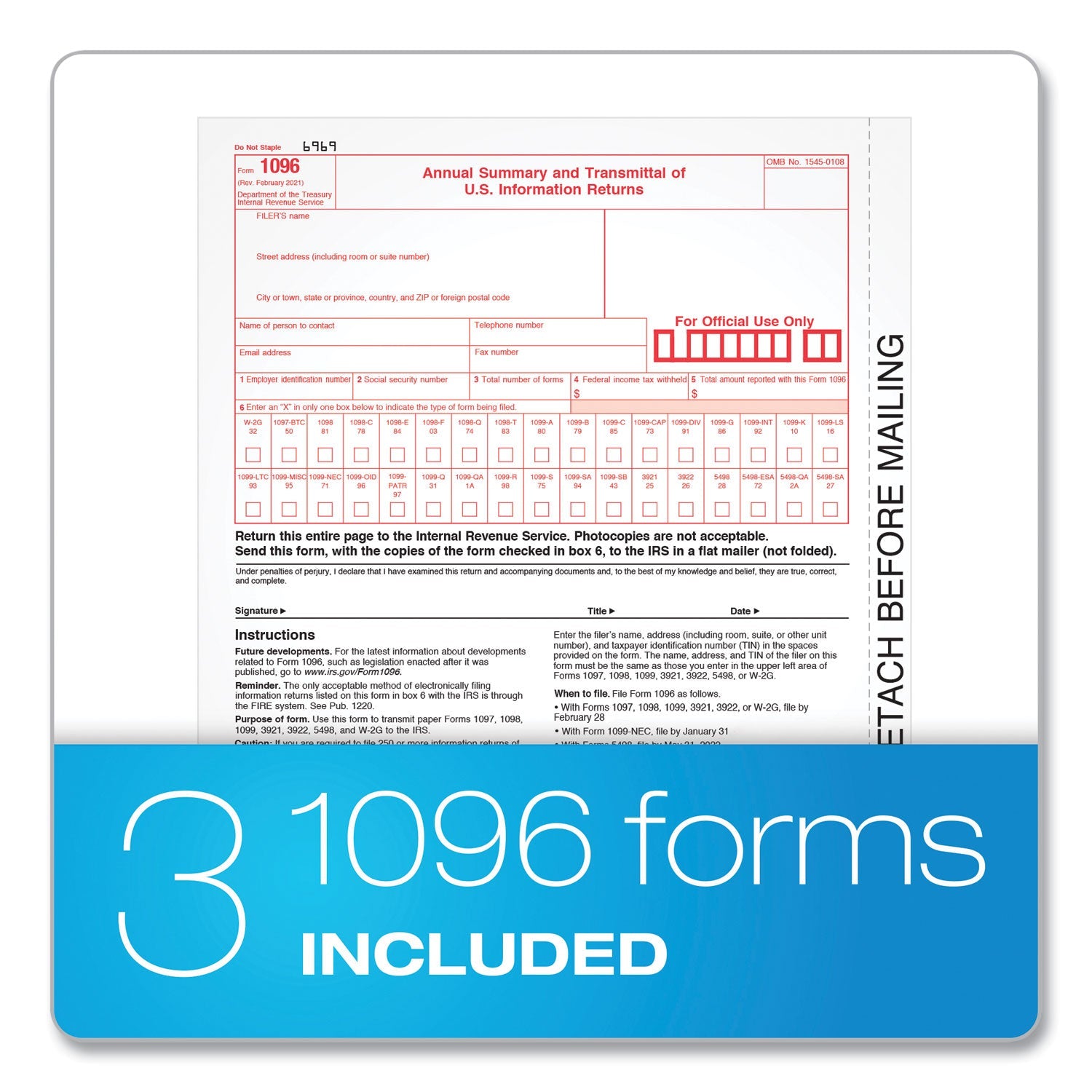 TOPS Five-Part 1099-MISC Tax Forms, 8.5 x 11, 2/Page, 50/Pack