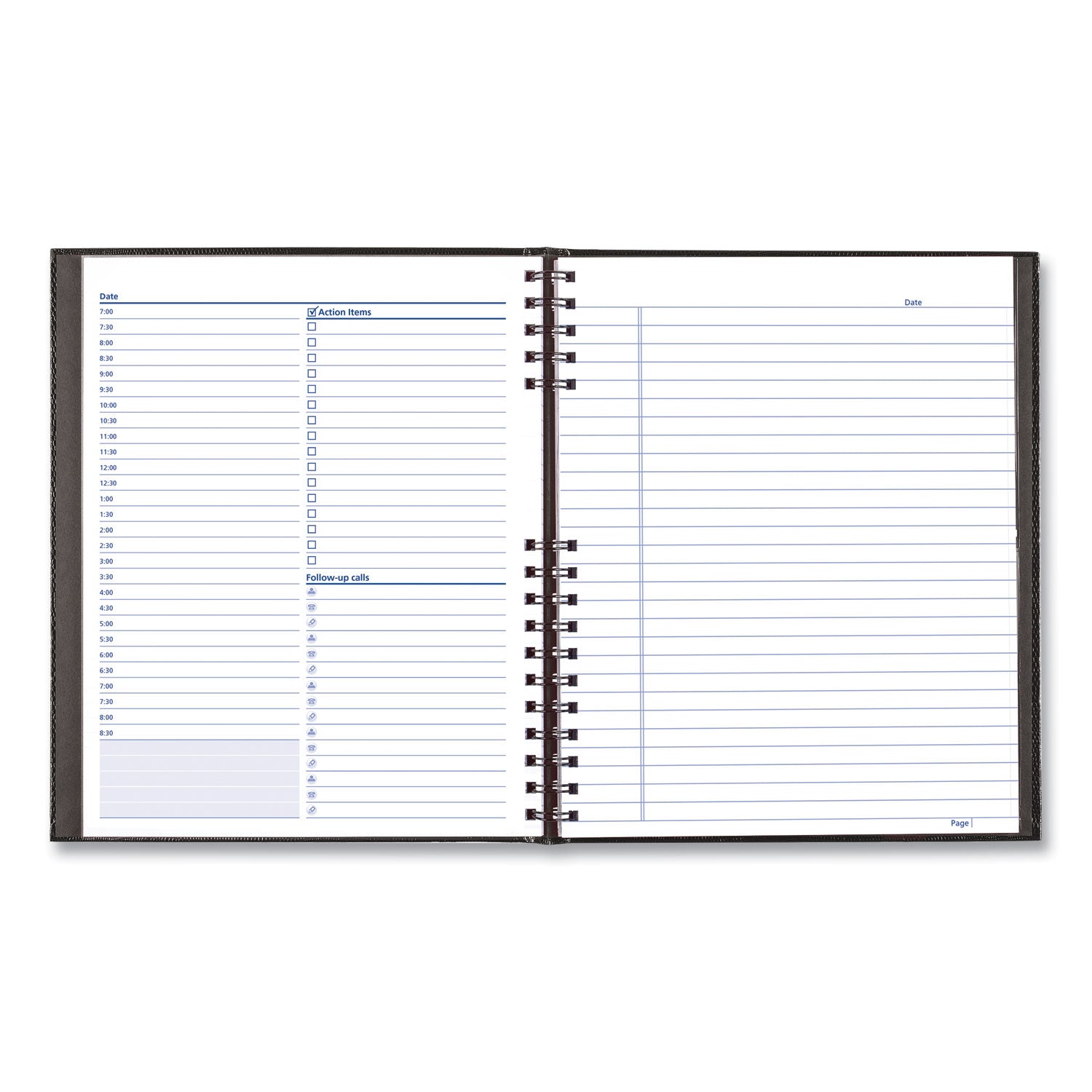 Blueline NotePro Undated Daily Planner, 10.75 x 8.5, Black Cover, Undated