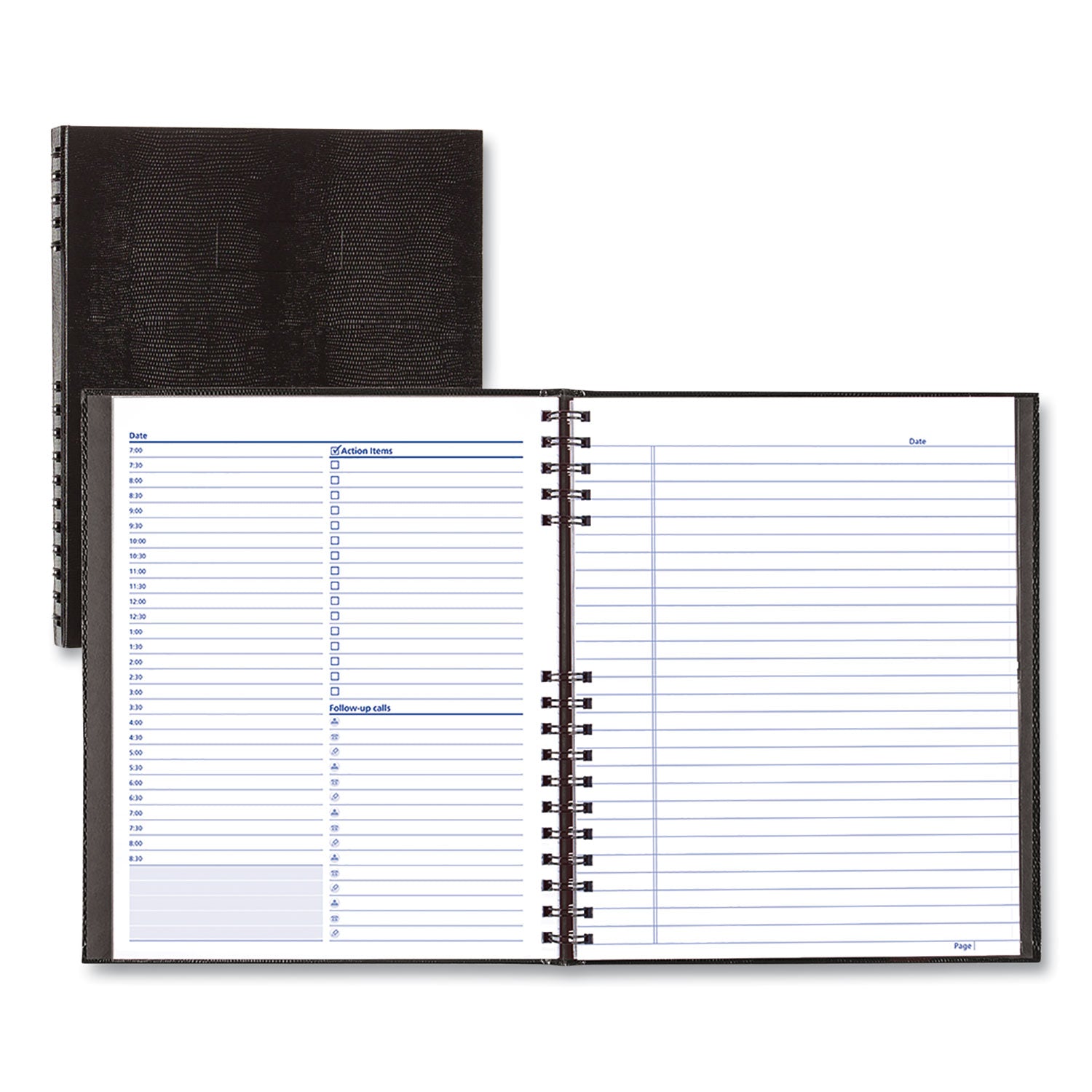Blueline NotePro Undated Daily Planner, 10.75 x 8.5, Black Cover, Undated