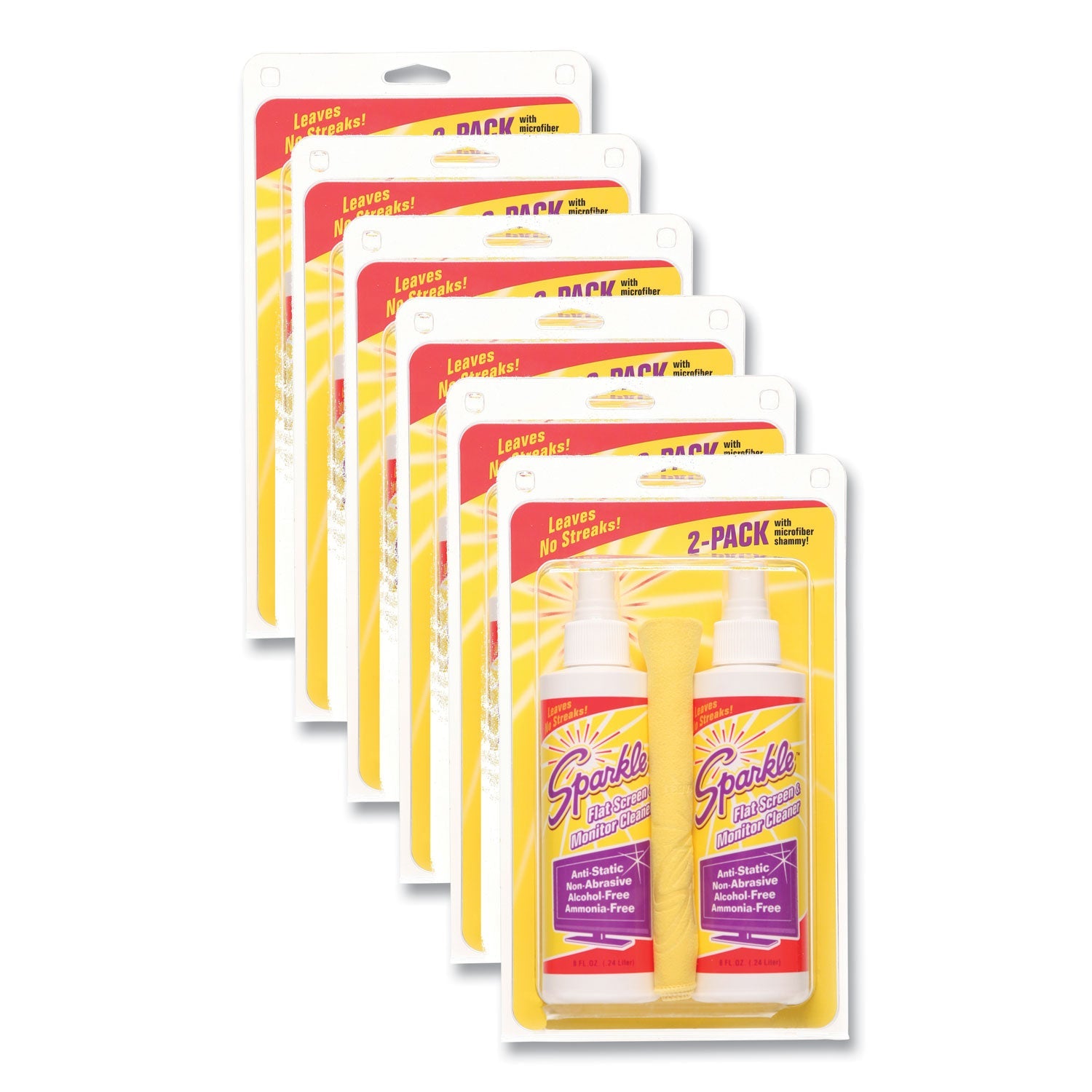 Sparkle Flat Screen and Monitor Cleaner, Pleasant Scent, 8 oz Bottle, 2/Pack
