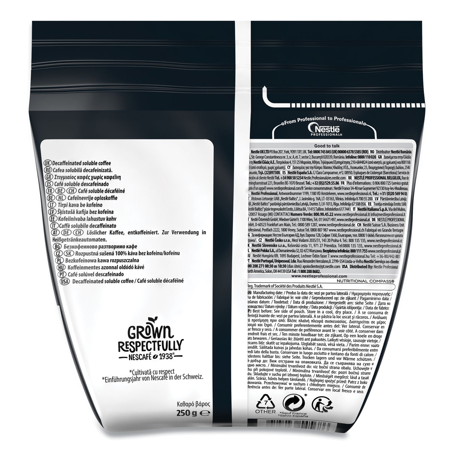 Nescafé Milano Decaffeinated Blend Coffee, Arabica and Robusta Blend, 8.82 oz Bag
