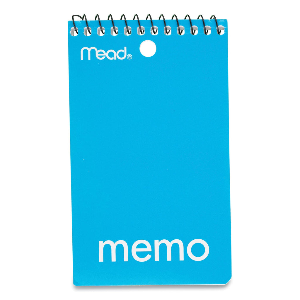 Mead Wirebound Memo Pad with Wall-Hanger Eyelet, Medium/College Rule, Randomly Assorted Cover Colors, 60 White 3 x 5 Sheets