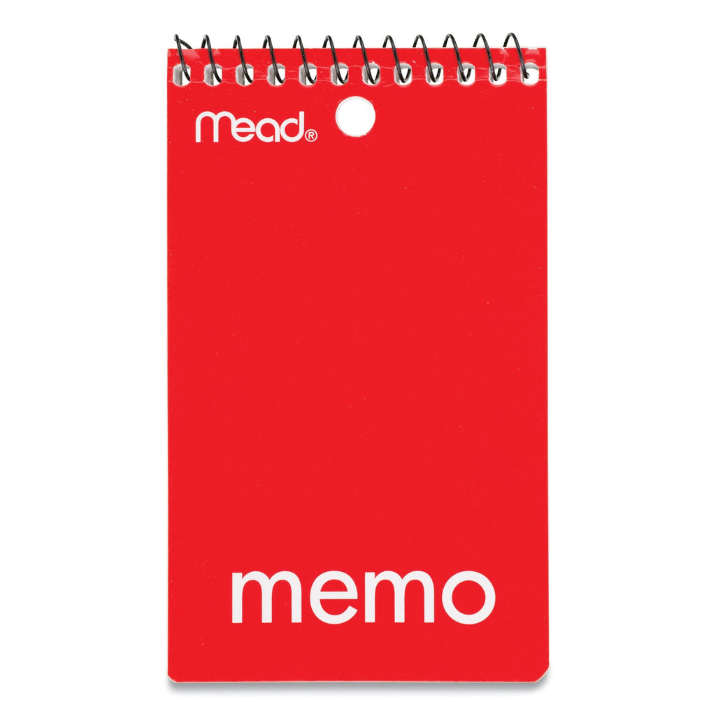 Mead Wirebound Memo Pad with Wall-Hanger Eyelet, Medium/College Rule, Randomly Assorted Cover Colors, 60 White 3 x 5 Sheets