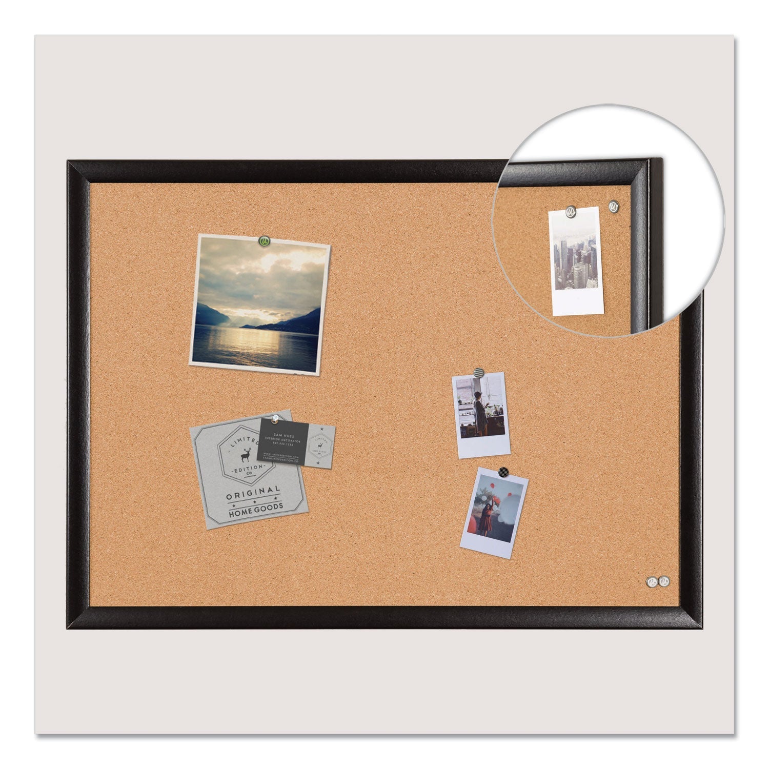 U Brands Cork Bulletin Board, 24 x 18, Natural Surface, Black Frame