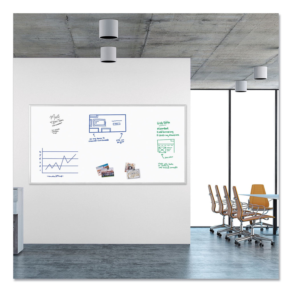 U Brands Magnetic Dry Erase Board with Aluminum Frame, 96 x 48, White Surface, Silver Frame