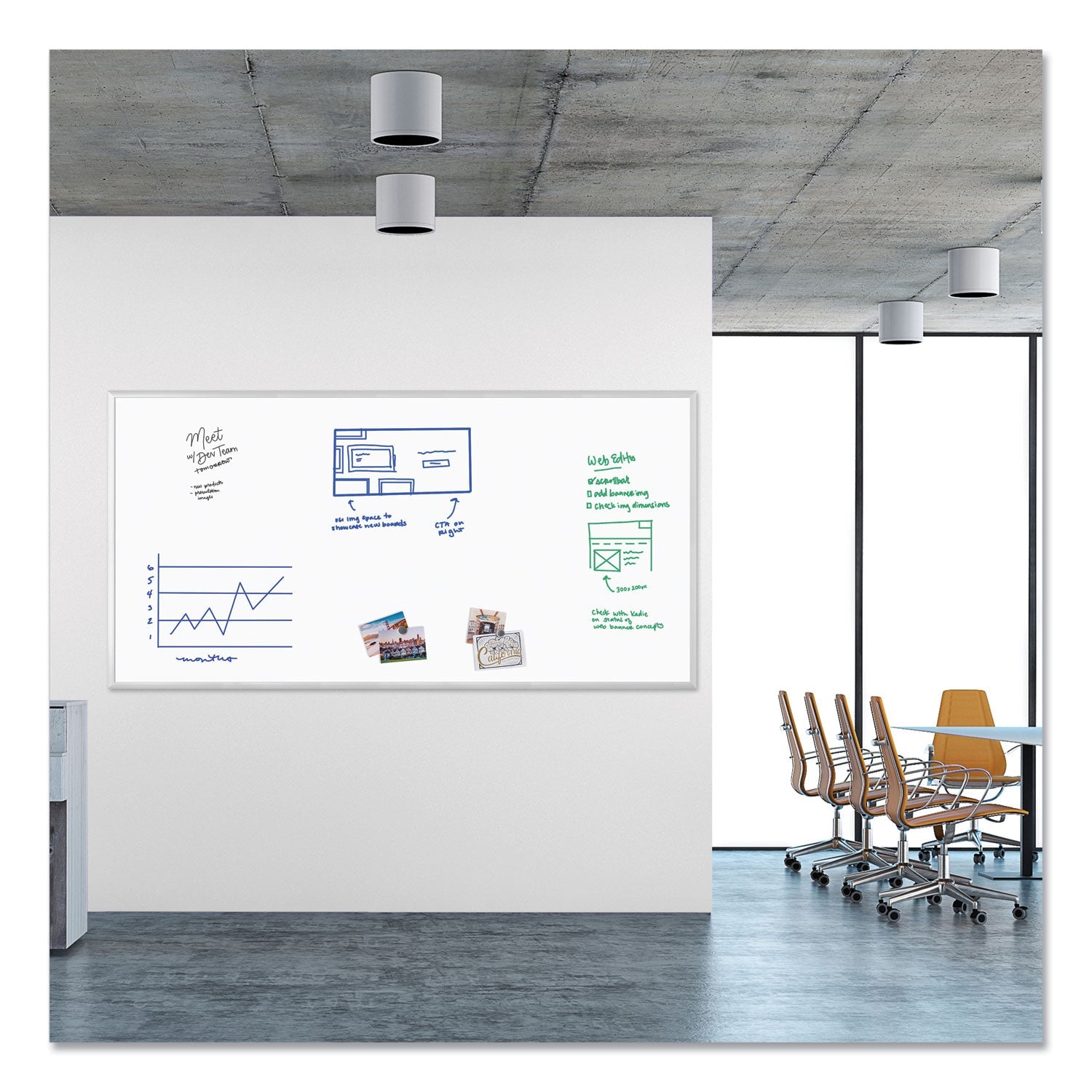 U Brands Magnetic Dry Erase Board with Aluminum Frame, 96 x 48, White Surface, Silver Frame