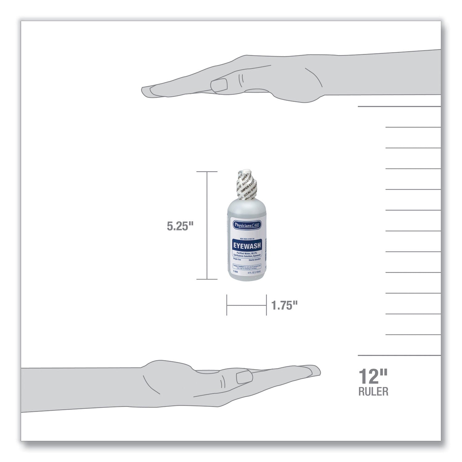 PhysiciansCare First Aid Refill Components Disposable Eye Wash, 4 oz Bottle