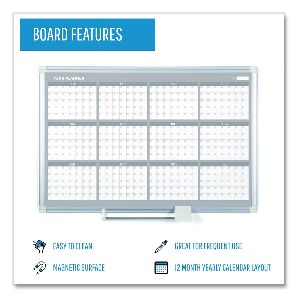 MasterVision 12 Month Year Planner, 36x24, Aluminum Frame