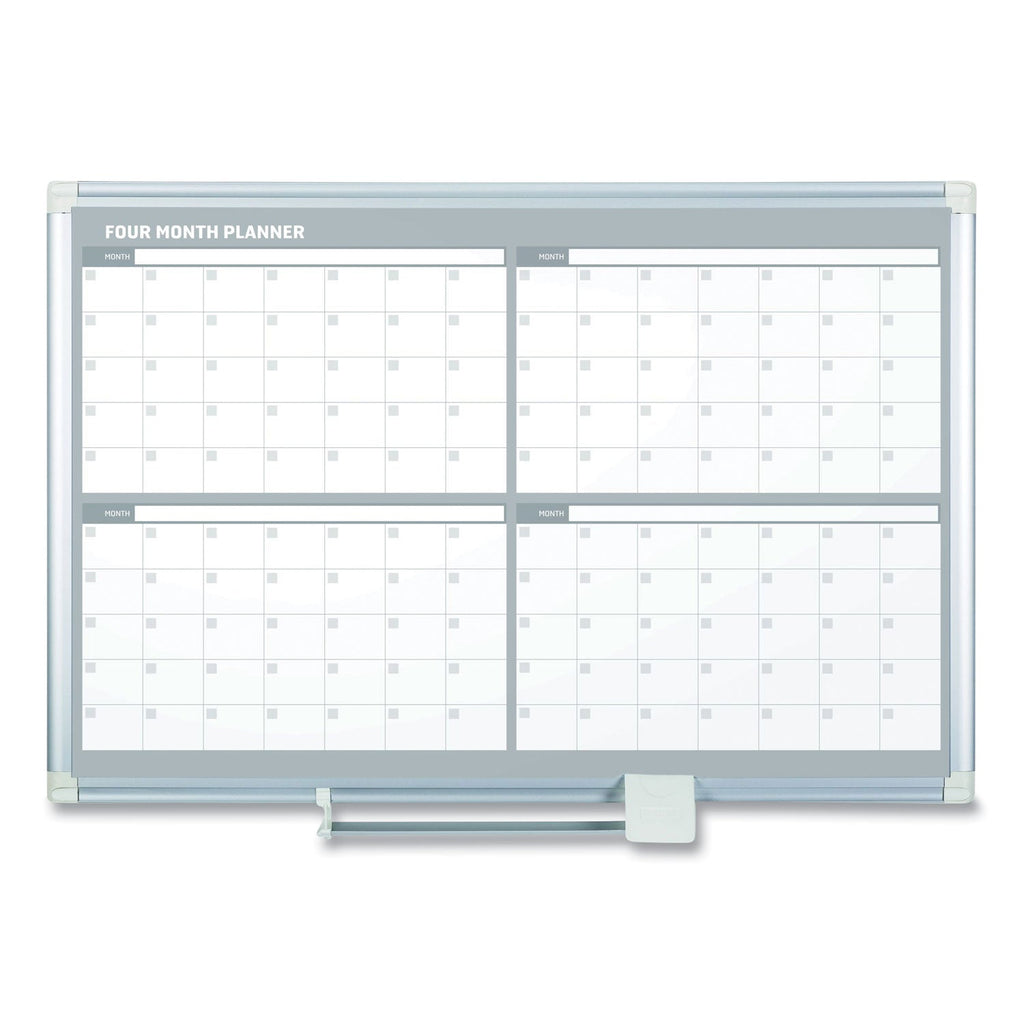 MasterVision 4 Month Planner, 48x36, White/Silver