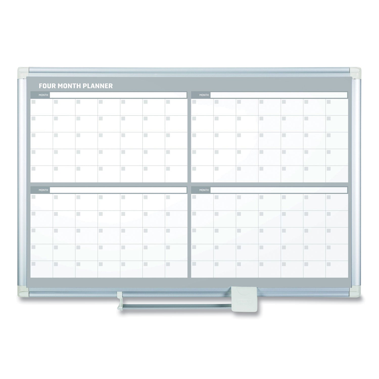 MasterVision 4 Month Planner, 48x36, White/Silver