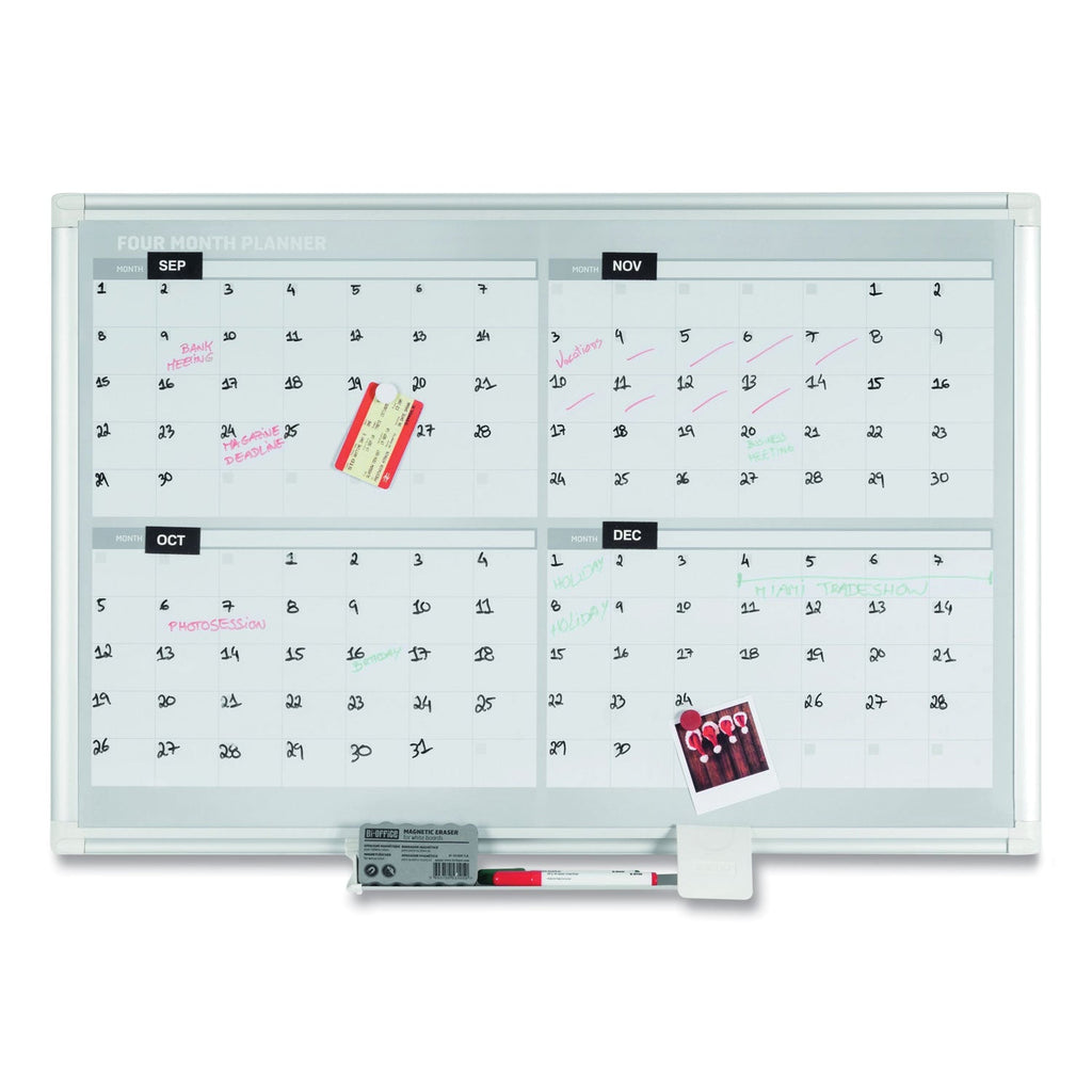MasterVision 4 Month Planner, 48x36, White/Silver