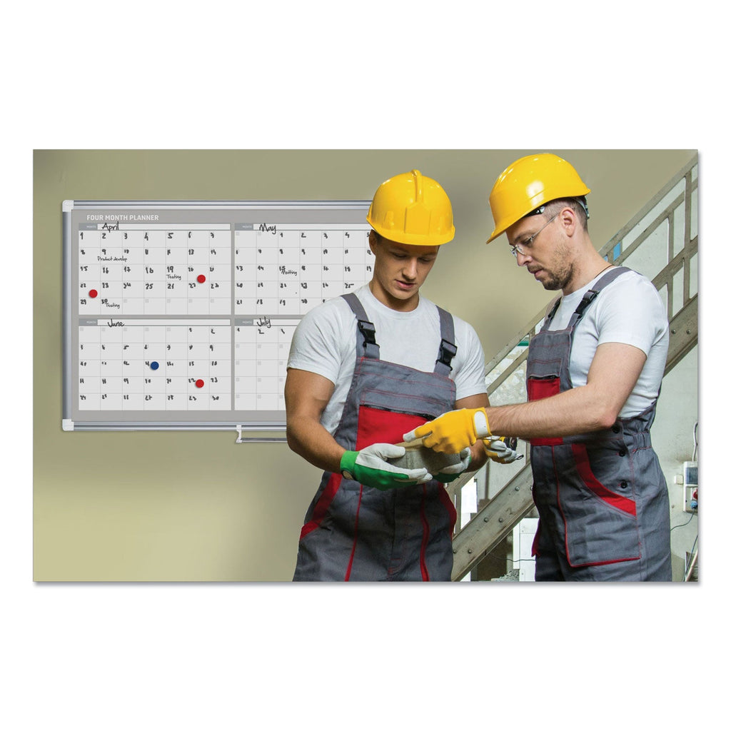MasterVision 4 Month Planner, 48x36, White/Silver