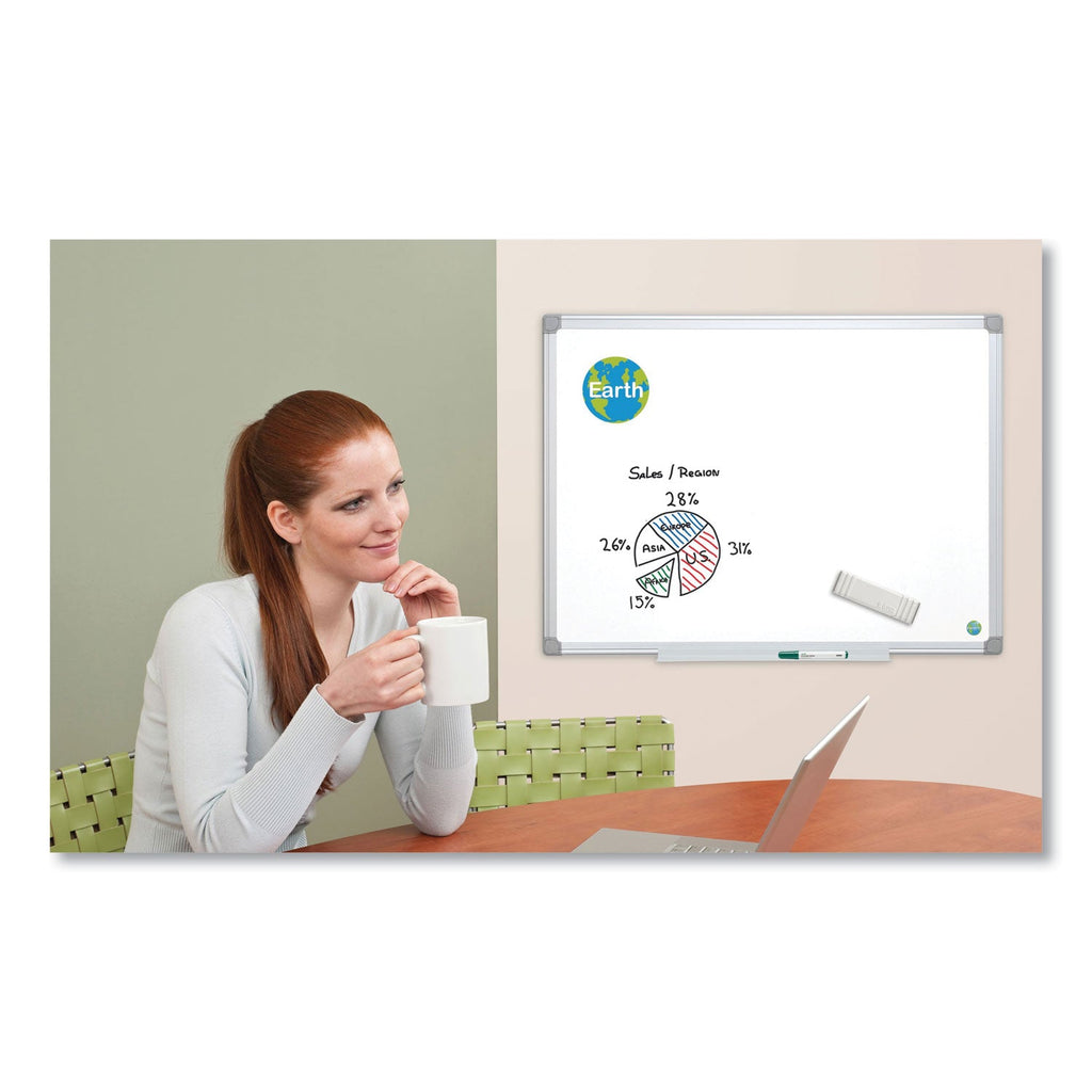 MasterVision Earth Easy-Clean Dry Erase Board, 48 x 72, Aluminum Frame