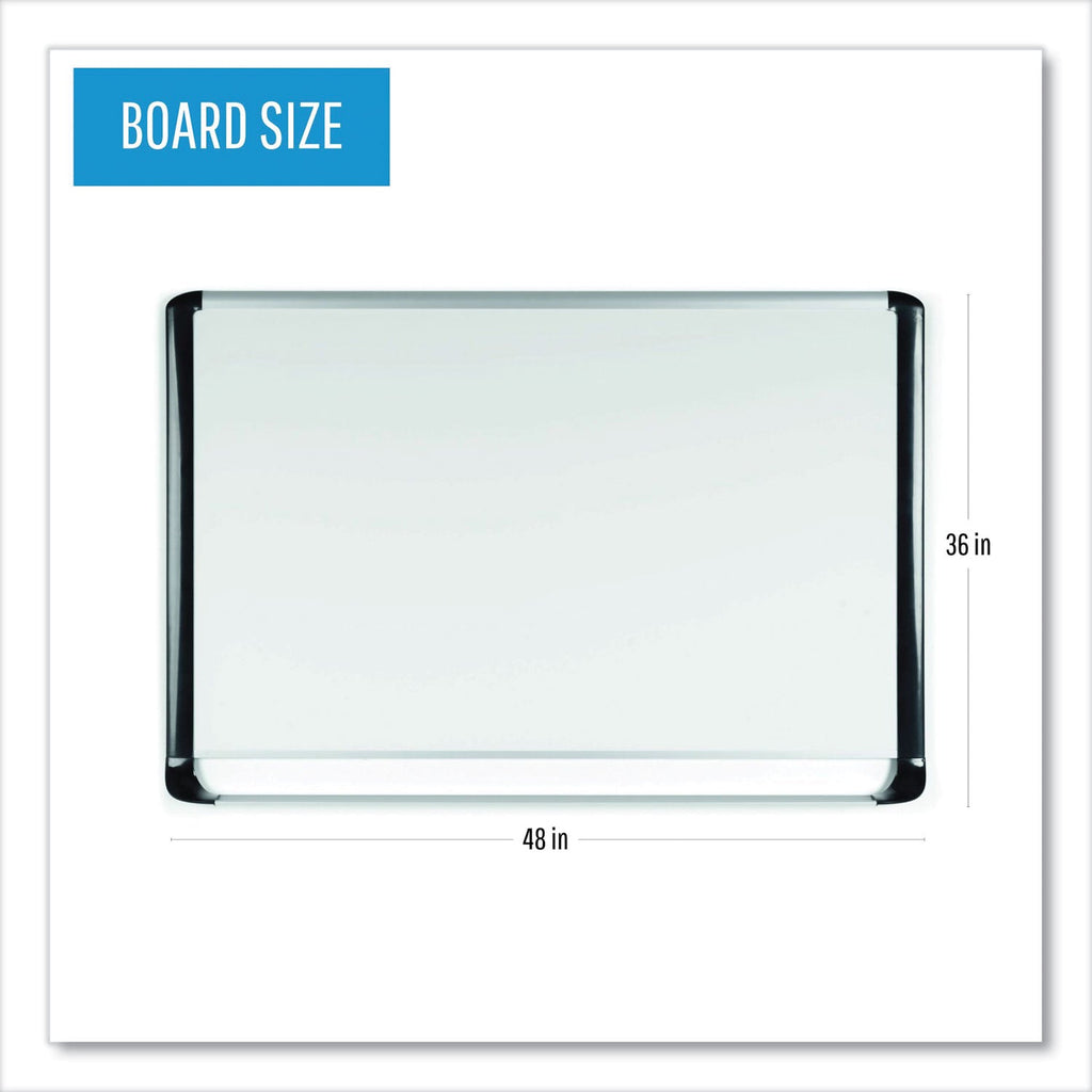 MasterVision Lacquered steel magnetic dry erase board, 36 x 48, Silver/Black