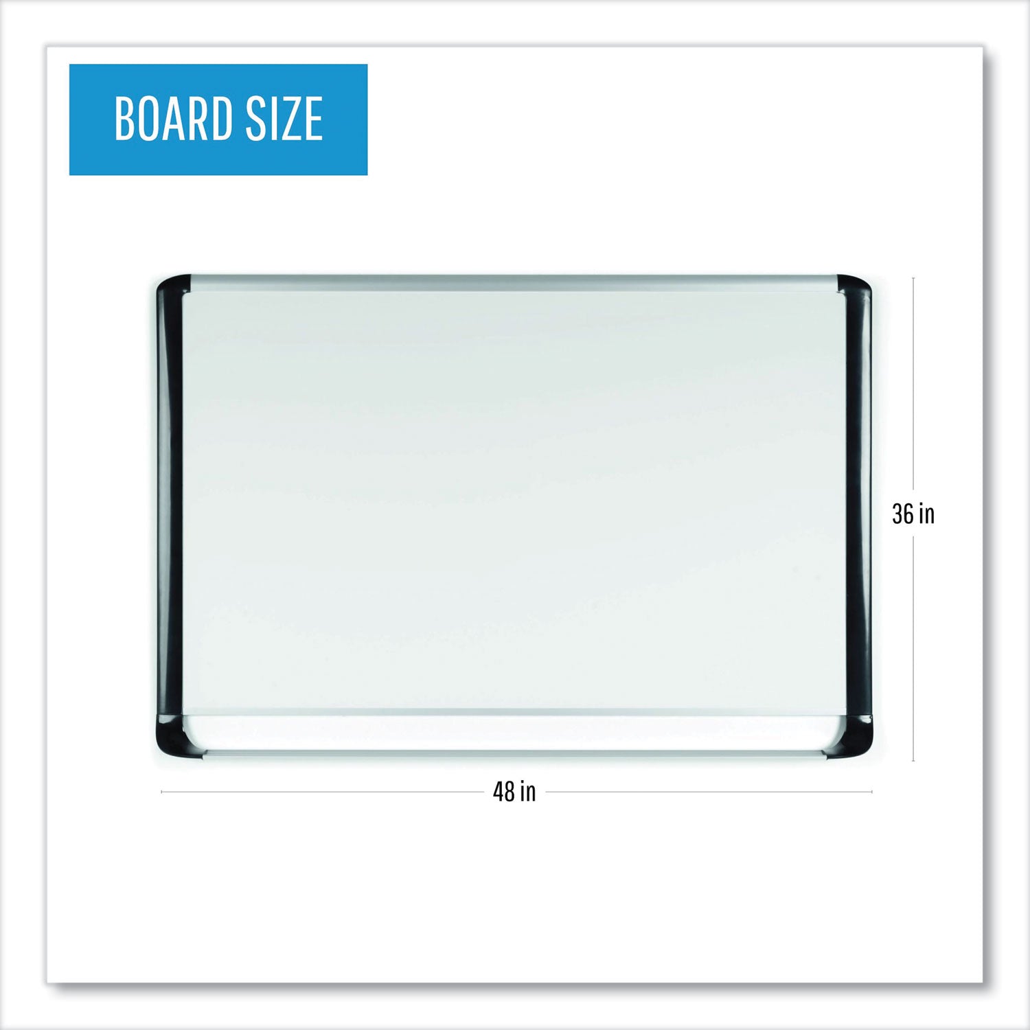 MasterVision Lacquered steel magnetic dry erase board, 36 x 48, Silver/Black