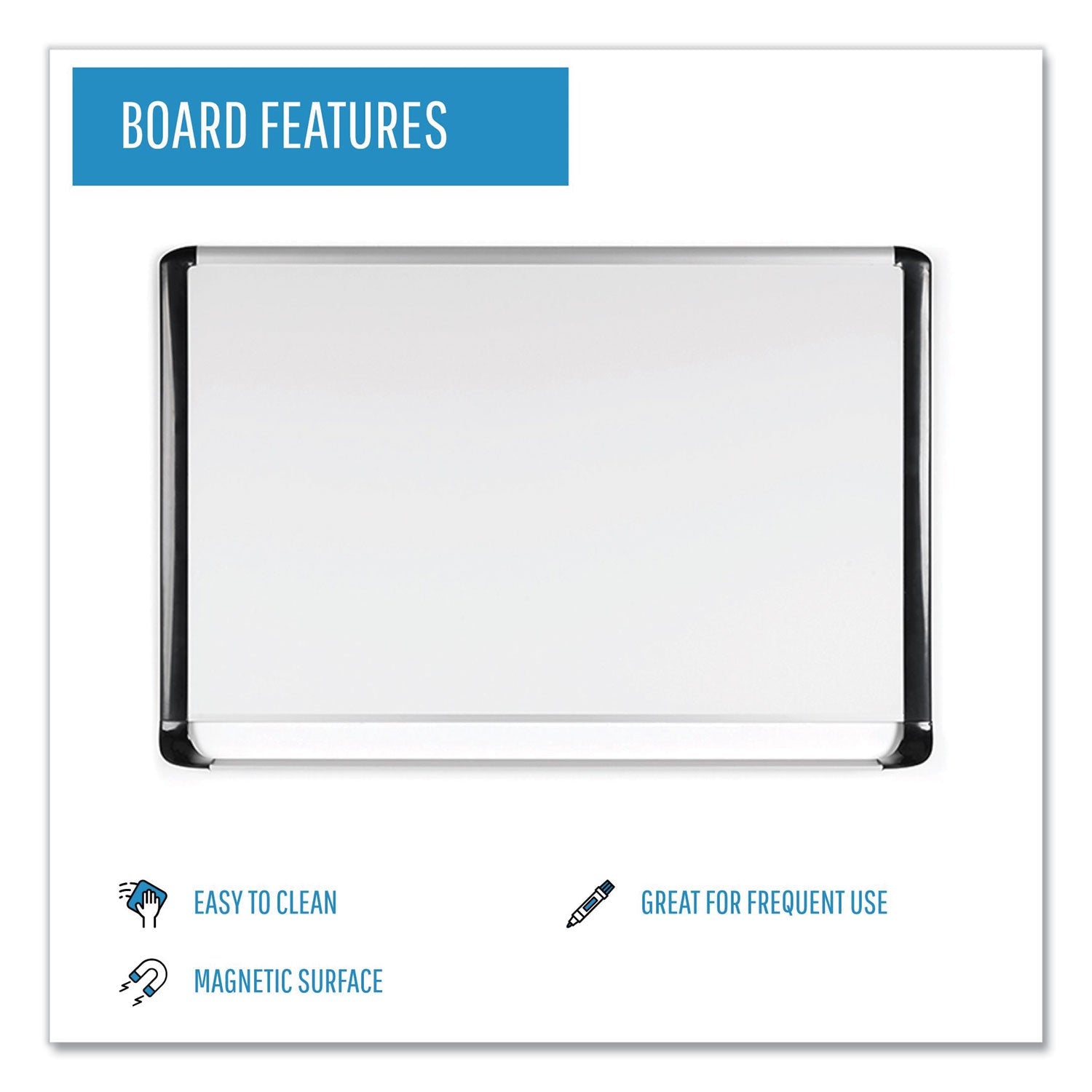MasterVision Lacquered steel magnetic dry erase board, 36 x 48, Silver/Black