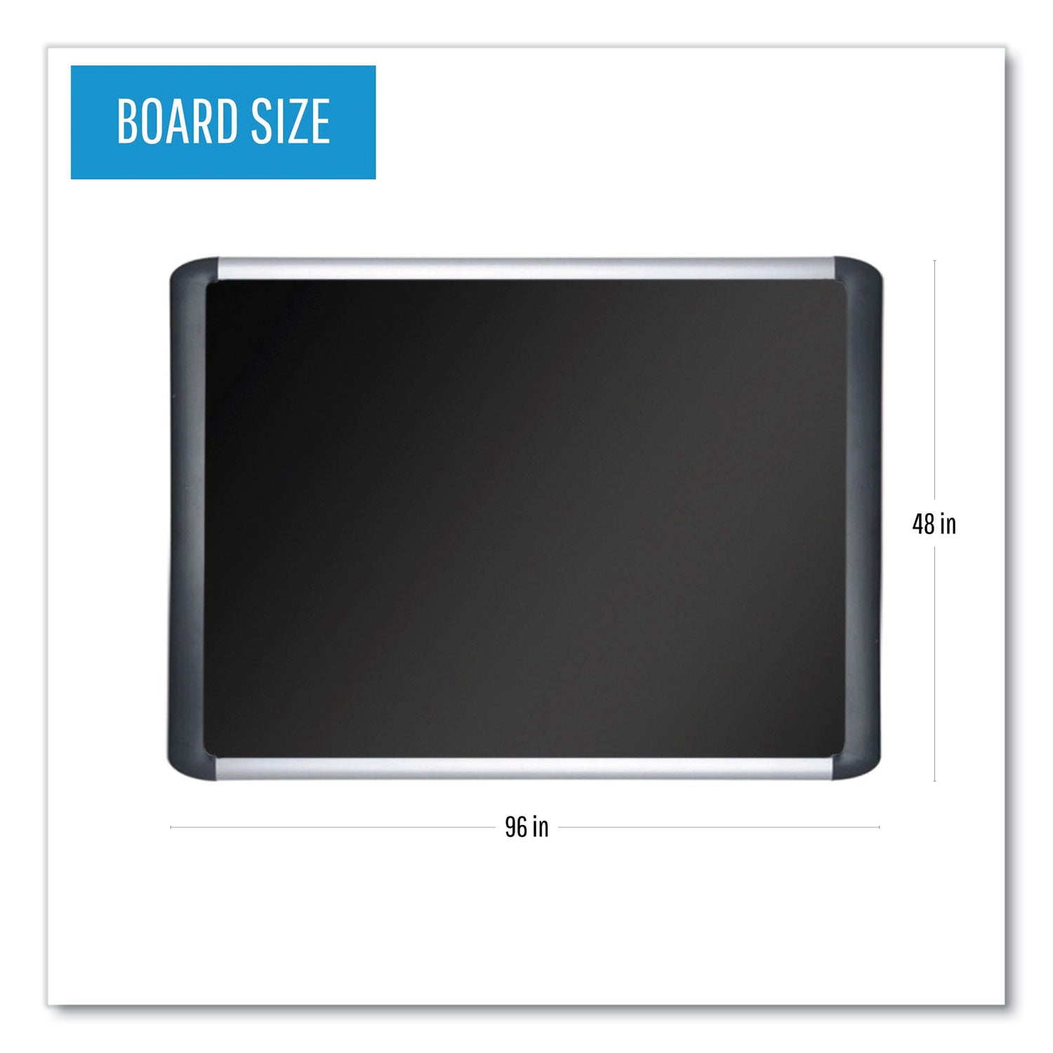 MasterVision Black fabric bulletin board, 96 x 48, Silver/Black
