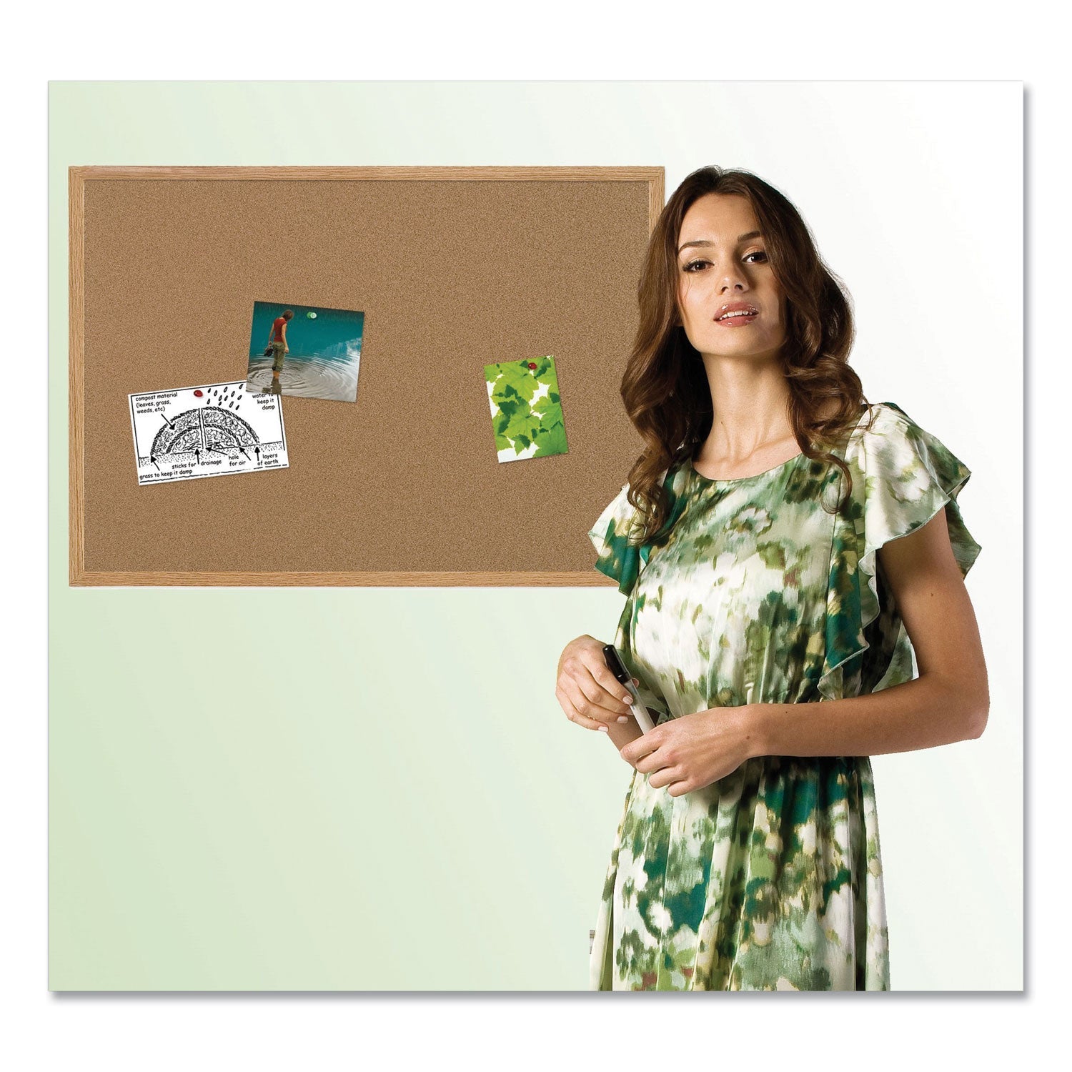 MasterVision Earth Cork Board, 24 x 36, Wood Frame