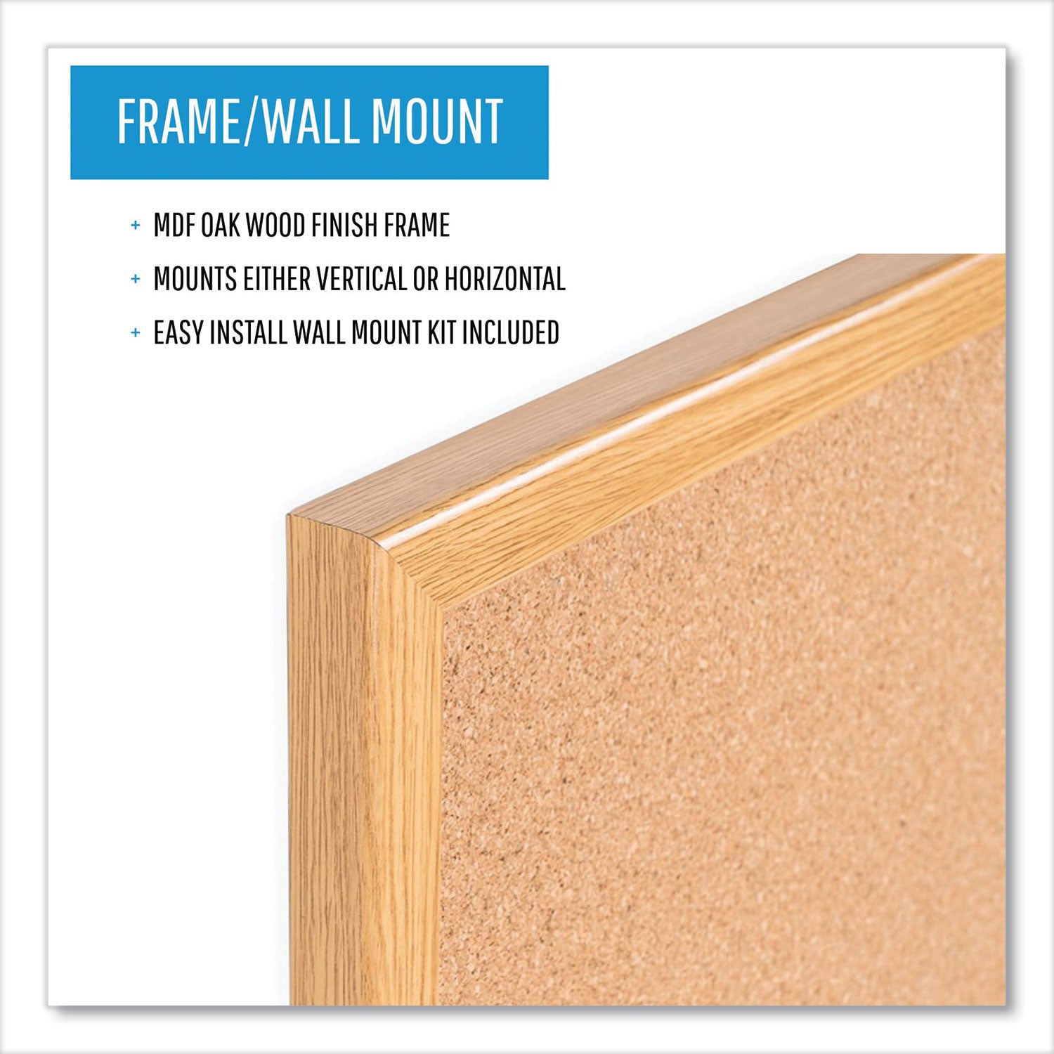 MasterVision Value Cork Bulletin Board with Oak Frame, 36 x 48, Natural