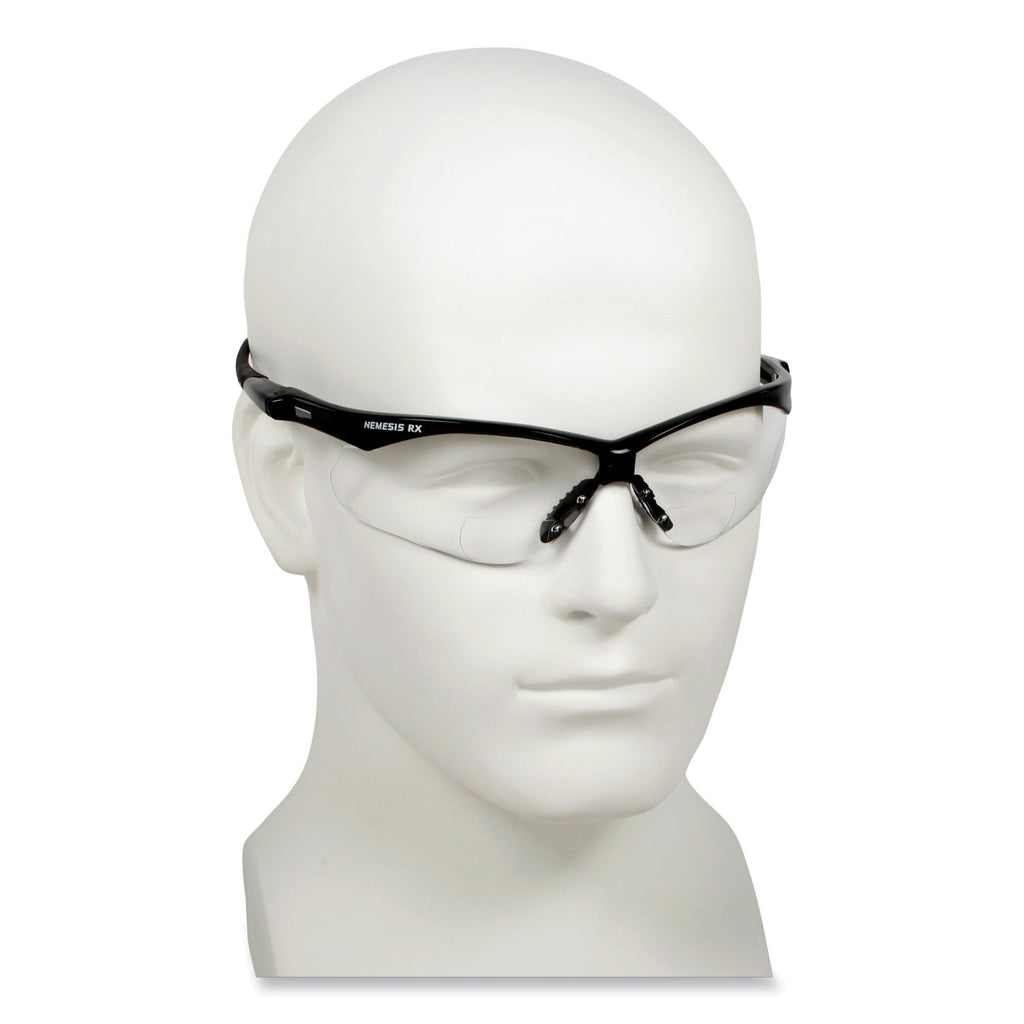 KleenGuard V60 Nemesis Rx Reader Safety Glasses, Black Frame, Clear Lens, +3.0 Diopter Strength, 12/Box