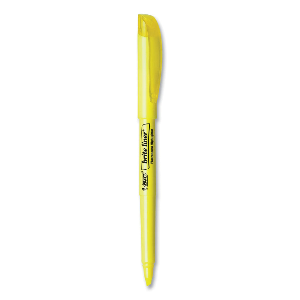 BIC Brite Liner Highlighter Value Pack, Yellow Ink, Chisel Tip, Yellow/Black Barrel, 24/Pack