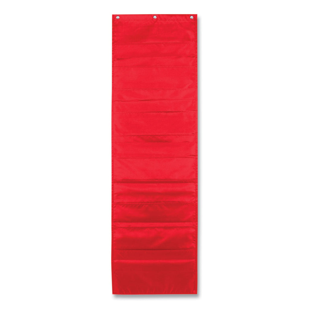 Carson-Dellosa Education Storage Pocket Chart, 10 Pockets, Hanger Grommets, 14 x 47, Red