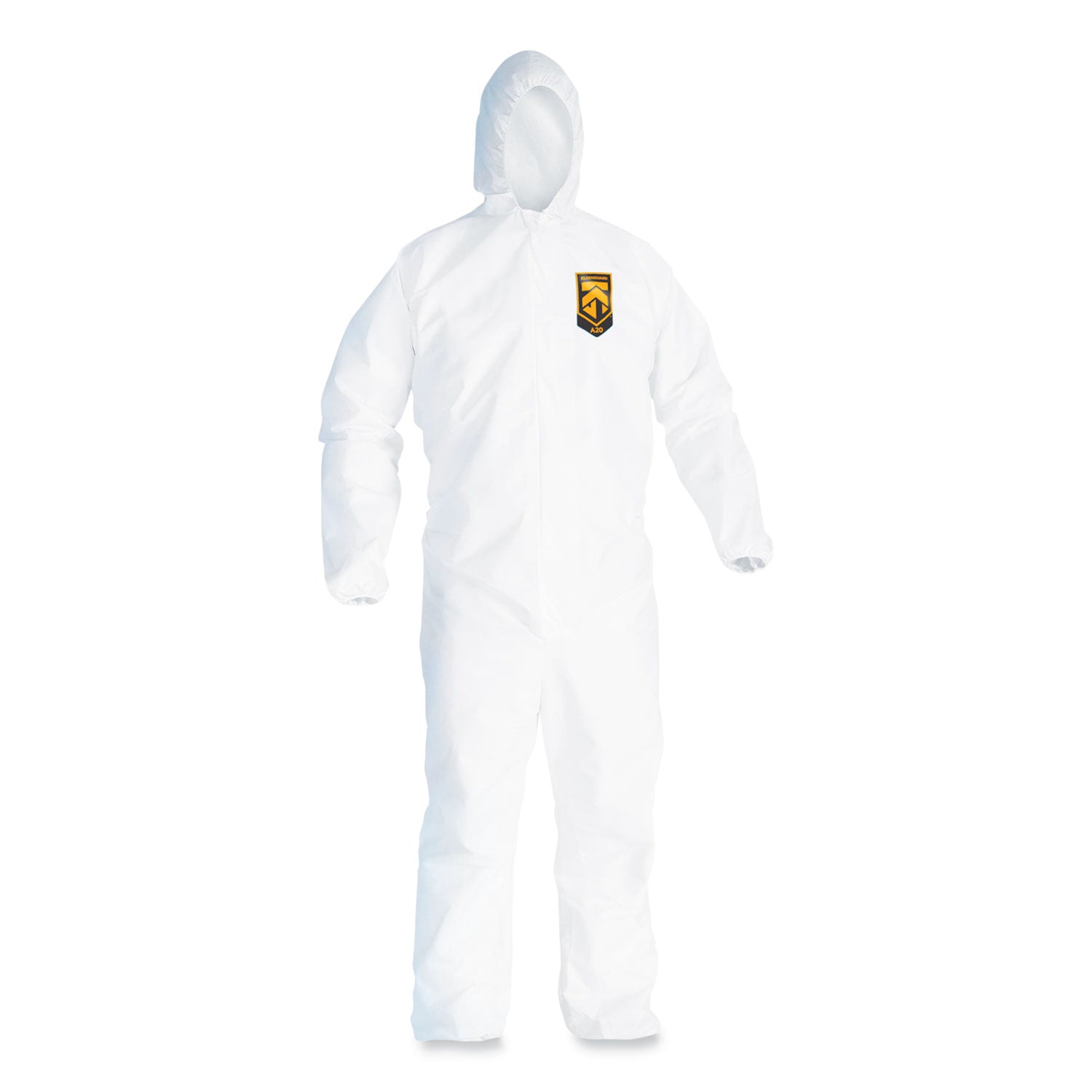 KleenGuard A20 Breathable Particle Protection Coveralls, Elastic Back, Hood, Medium, White, 24/Carton