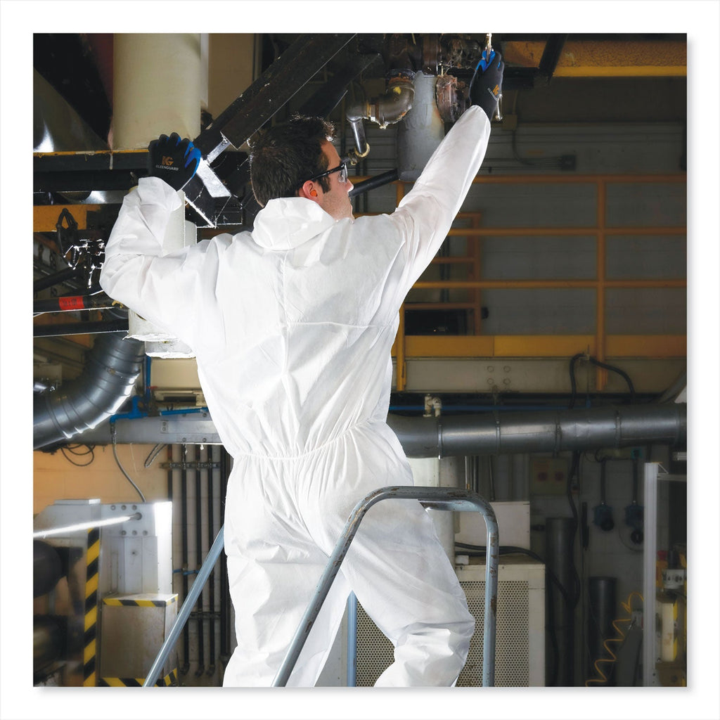 KleenGuard A20 Breathable Particle Protection Coveralls, Elastic Back, Hood, Medium, White, 24/Carton