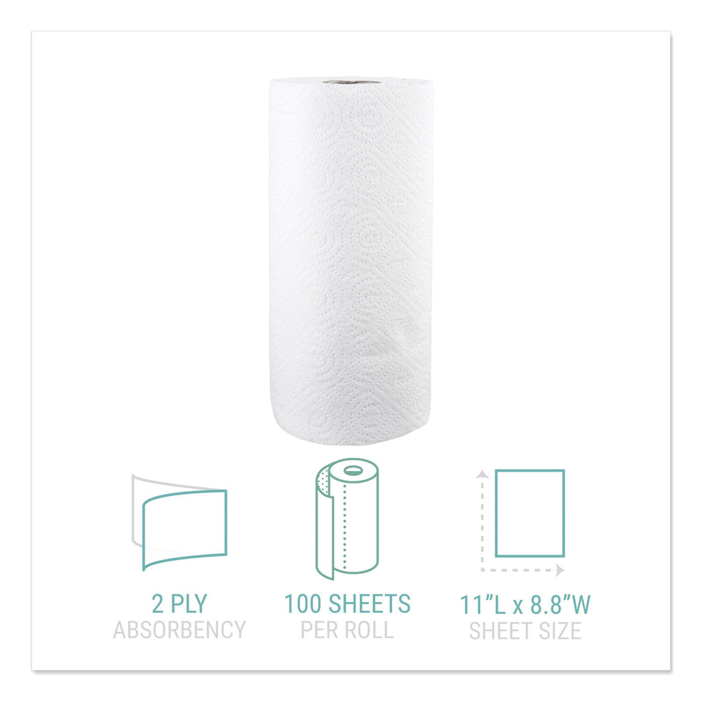Windsoft Kitchen Roll Towels, 2-Ply, 11 x 8.8, White, 100/Roll