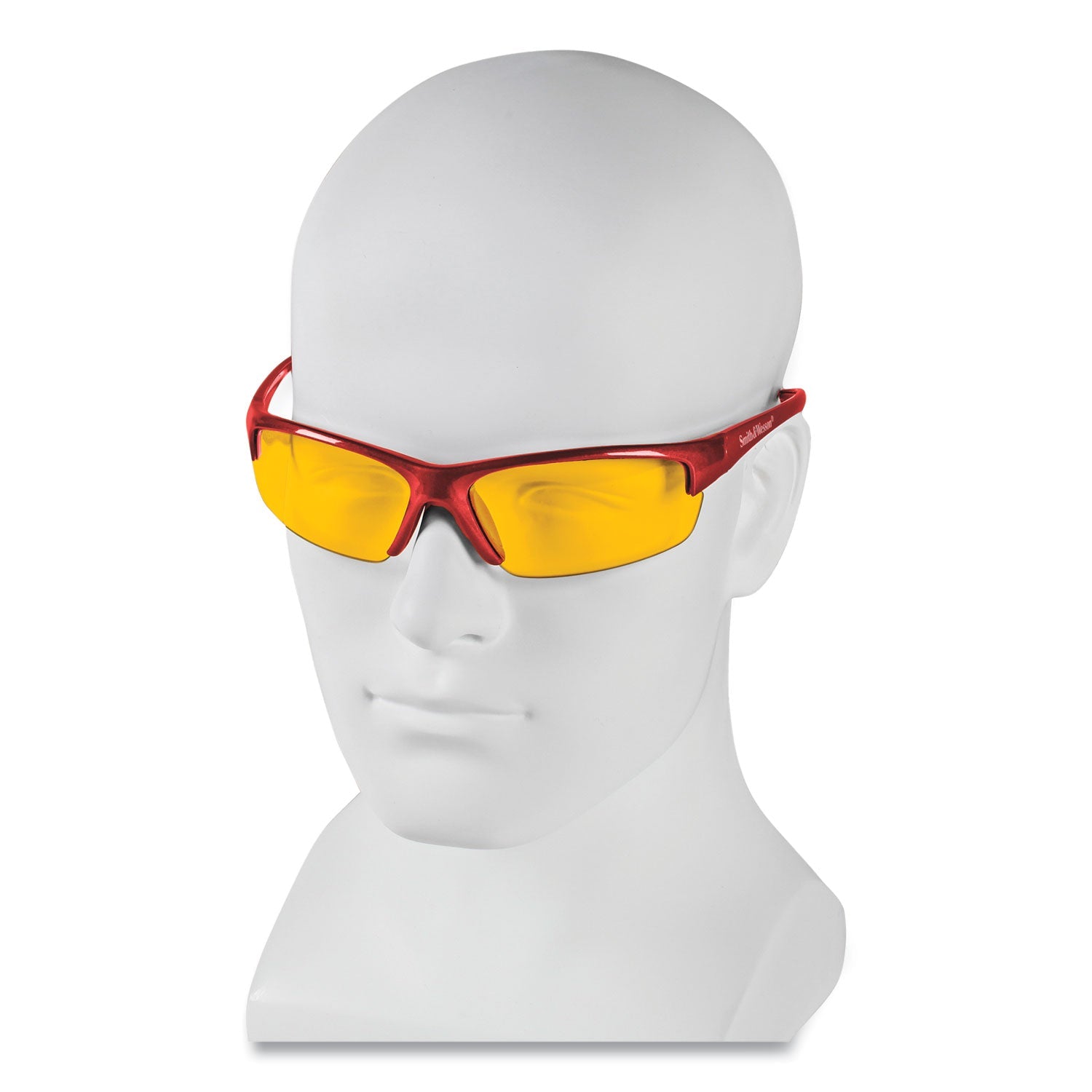 KleenGuard Equalizer Safety Glasses, Red Frames, Amber/Yellow Lens, 12/Box