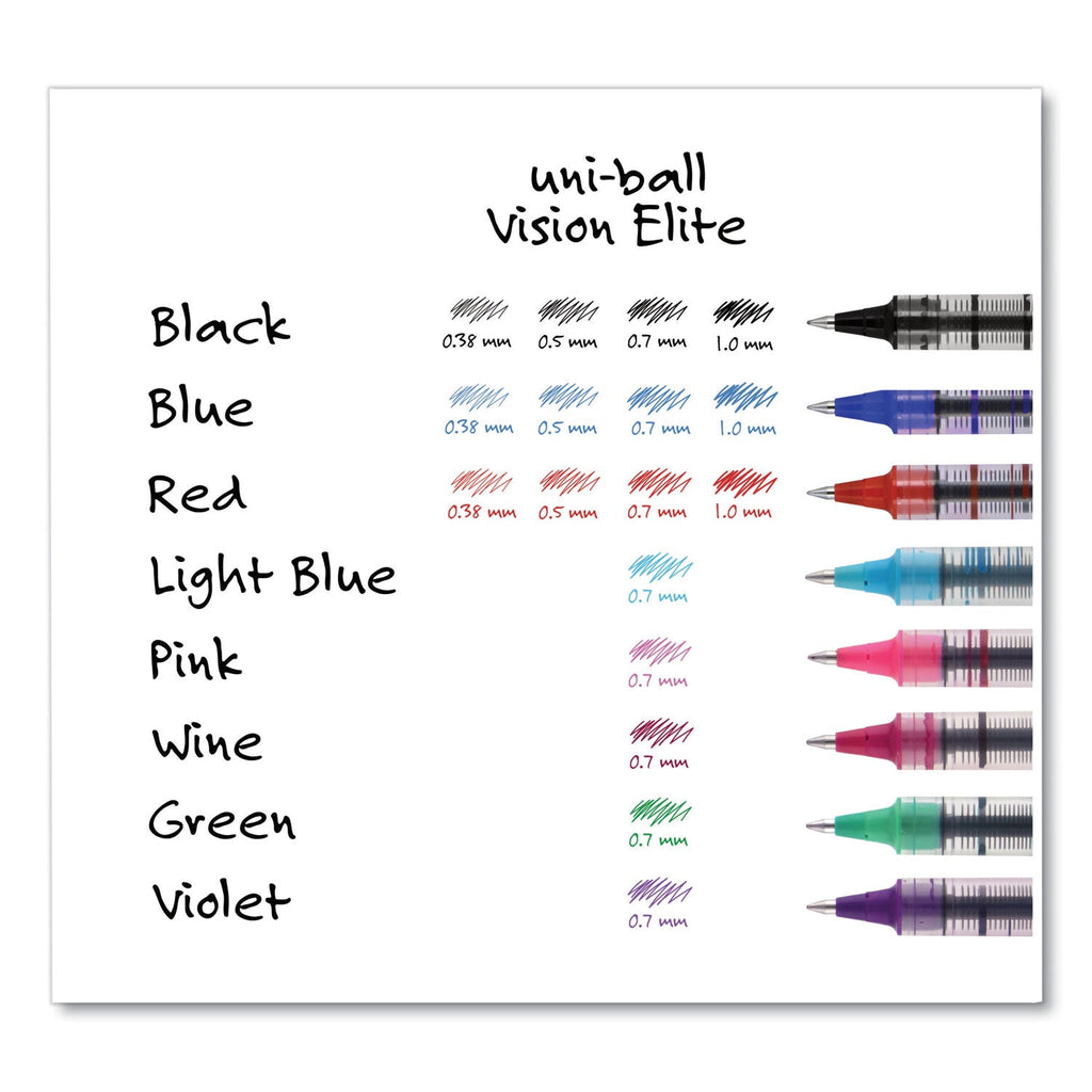 uniball VISION Roller Ball Pen, Stick, Bold 1 mm, Black Ink, Black Barrel, Dozen