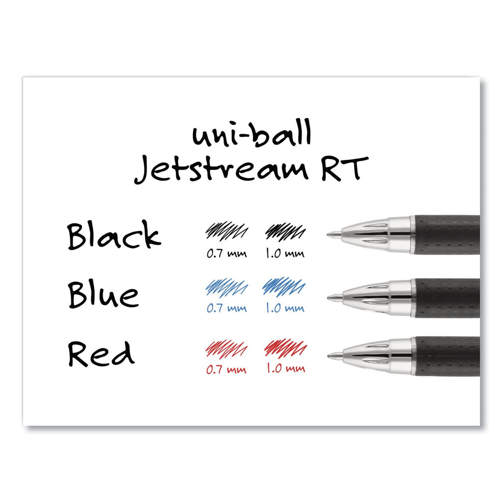 uniball Jetstream Retractable Ballpoint Pen, Fine 0.7 mm, Black Ink, Blue Barrel