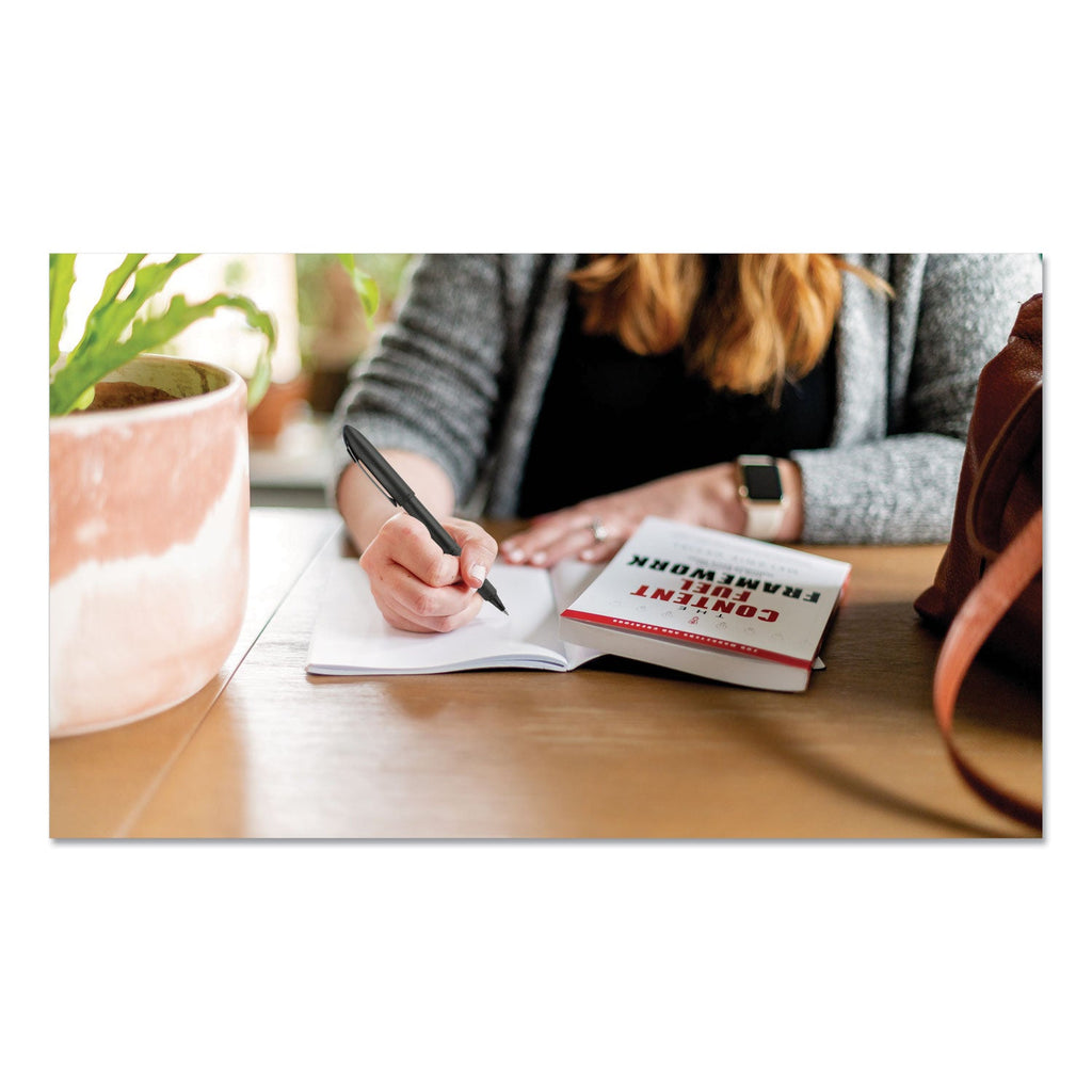 uniball Grip Roller Ball Pen, Stick, Fine 0.7 mm, Blue Ink, Blue Barrel, Dozen