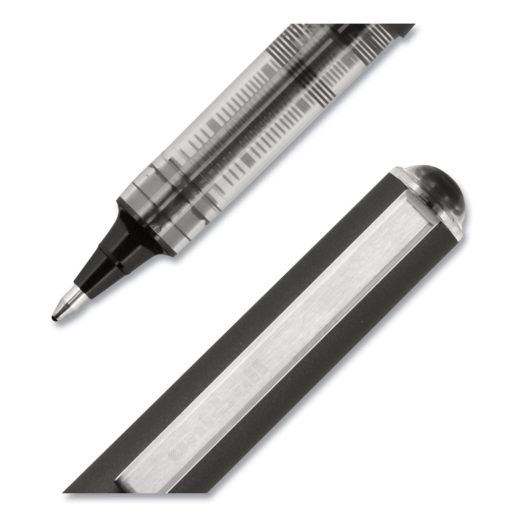 uniball VISION Roller Ball Pen, Stick, Bold 1 mm, Black Ink, Black Barrel, Dozen
