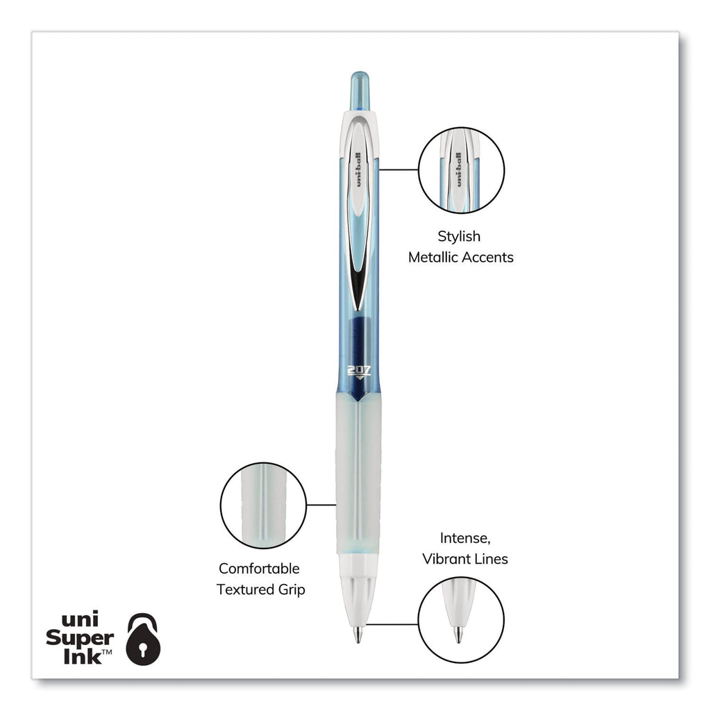 uniball Signo 207 Gel Pen, Retractable, Medium 0.7 mm, Assorted Ink and Barrel Colors, 8/Pack