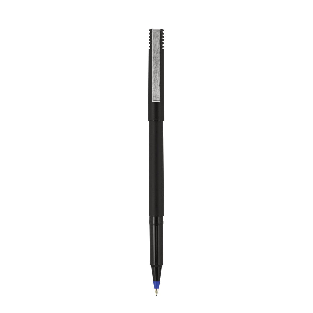 uniball Roller Ball Pen, Stick, Micro 0.5 mm, Black Ink, Black Matte Barrel, 36/Pack