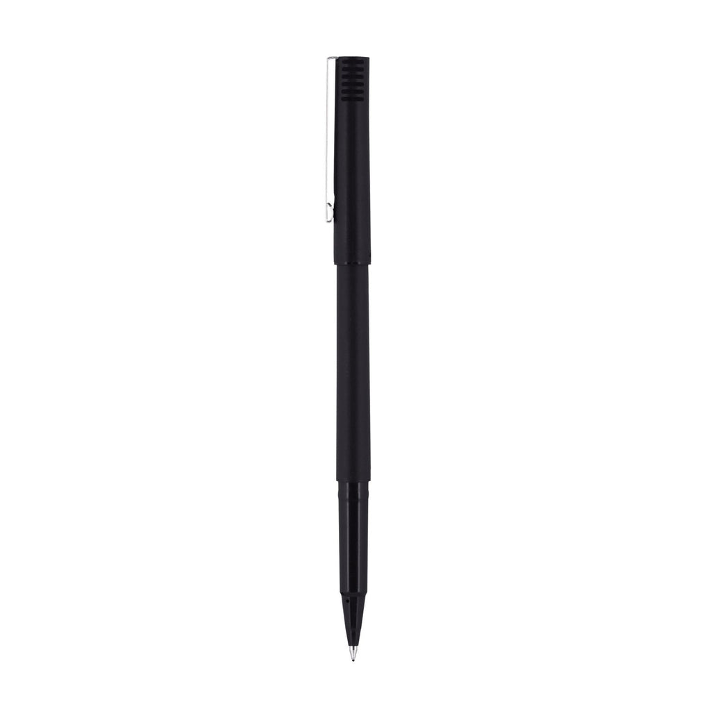 uniball Roller Ball Pen, Stick, Micro 0.5 mm, Black Ink, Black Matte Barrel, 36/Pack